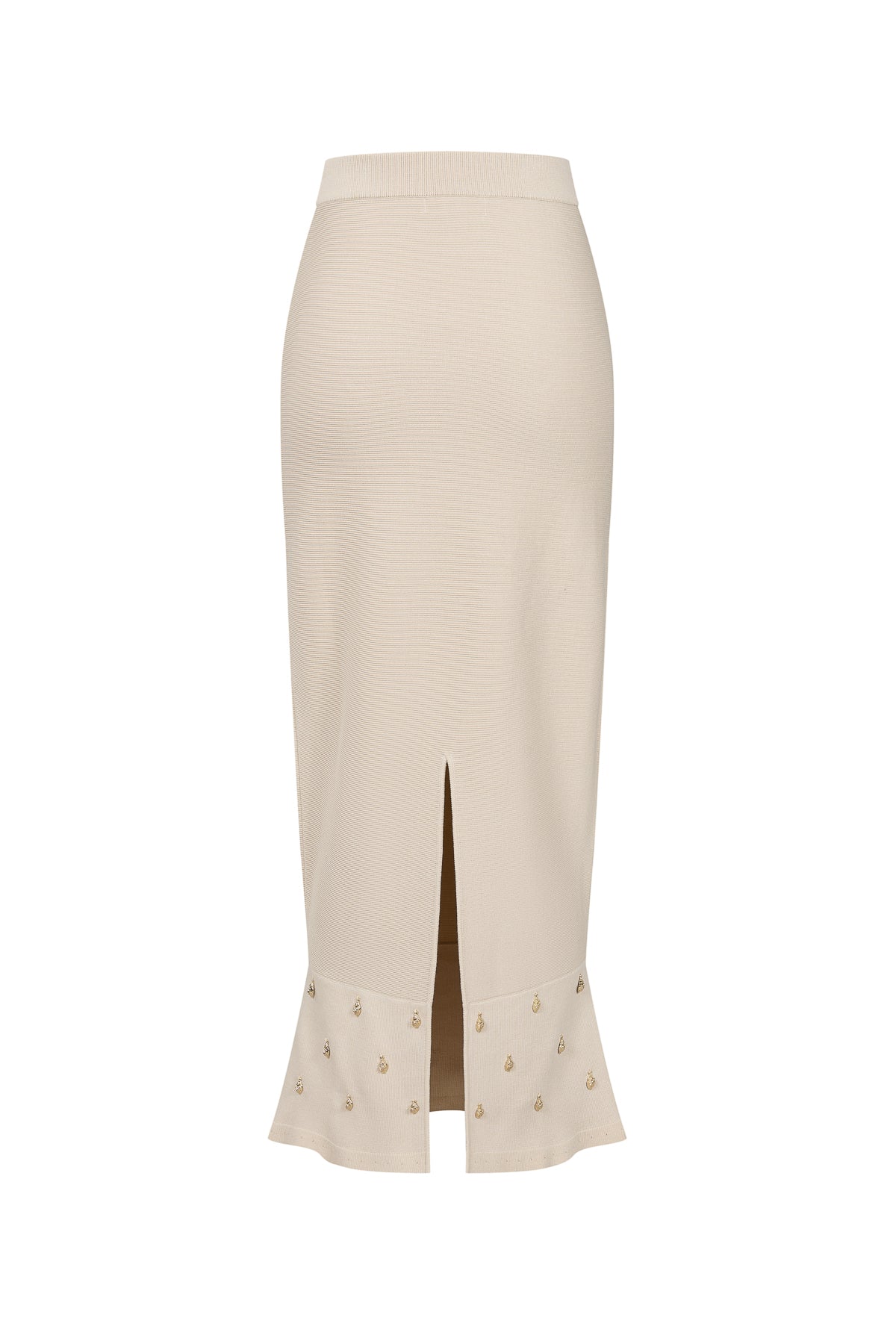 Knit Seashell Embellished Midi Skirt