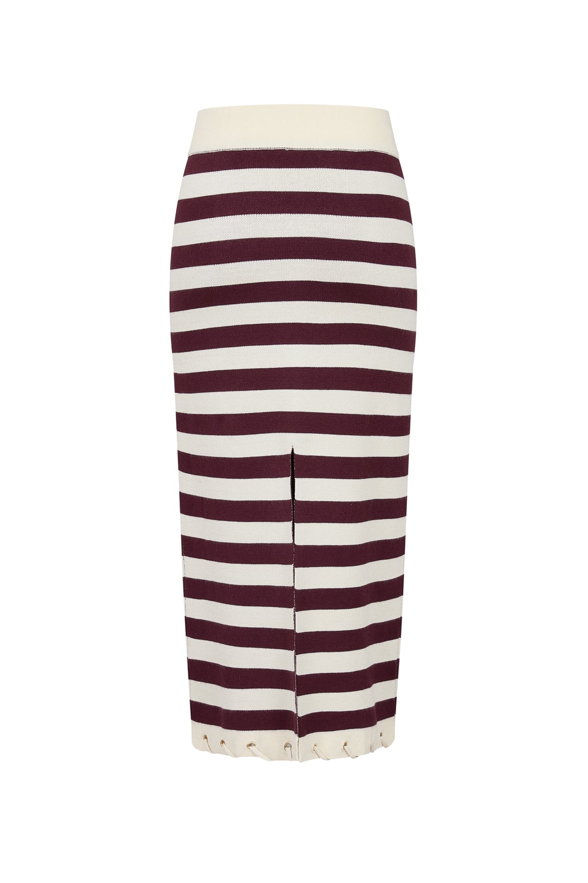 Knit Stripe Rope Embellished Midi Skirt
