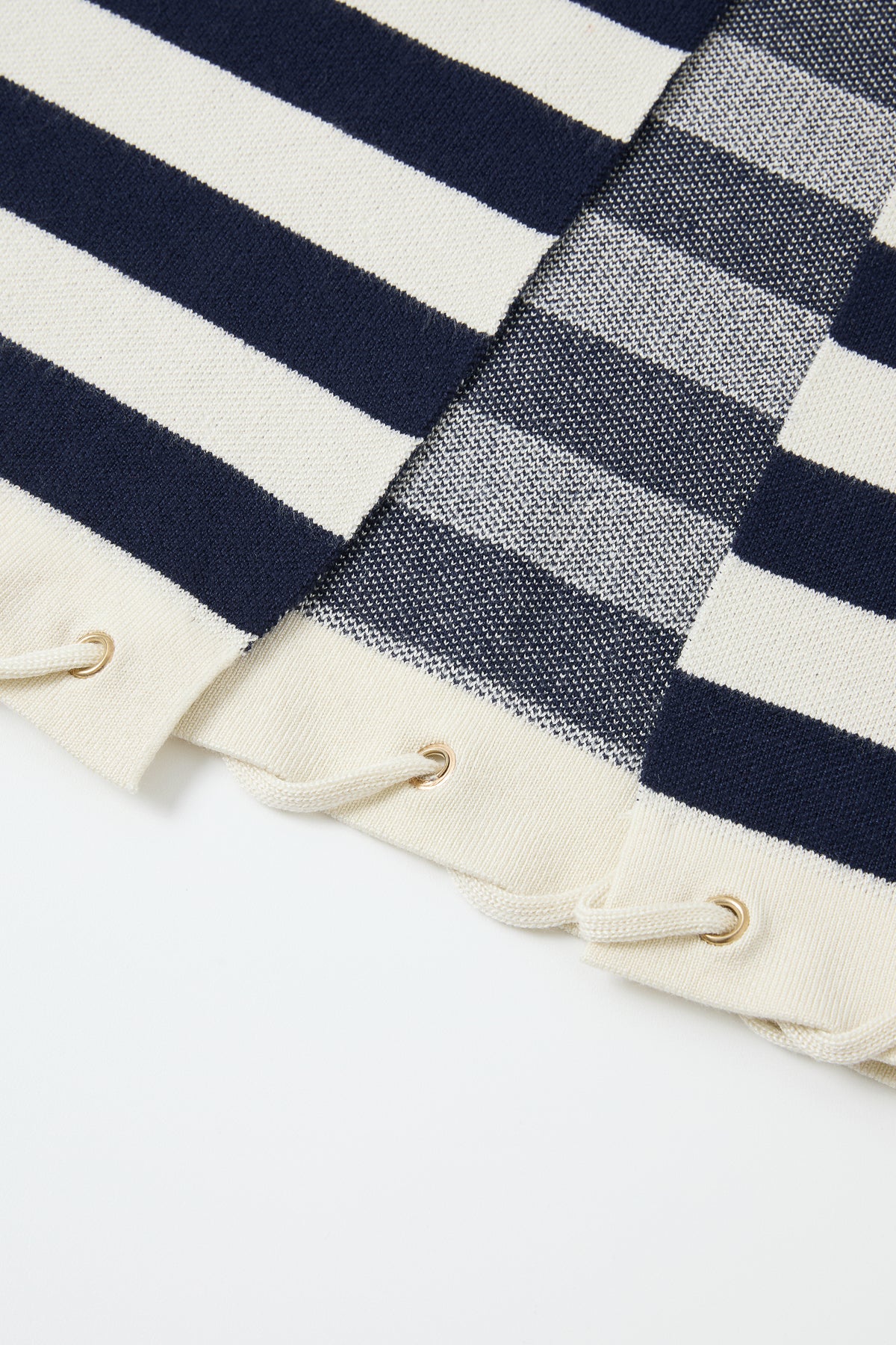 Knit Stripe Rope Embellished Midi Skirt