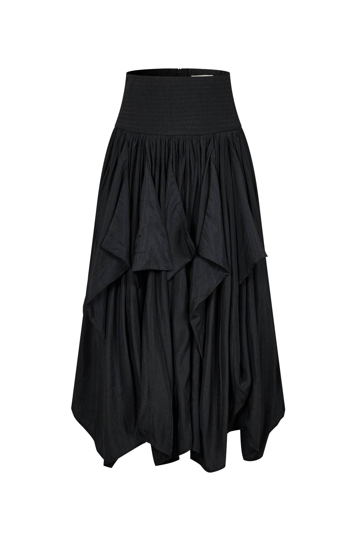 Woven Draped Voluminous Midi Skirt