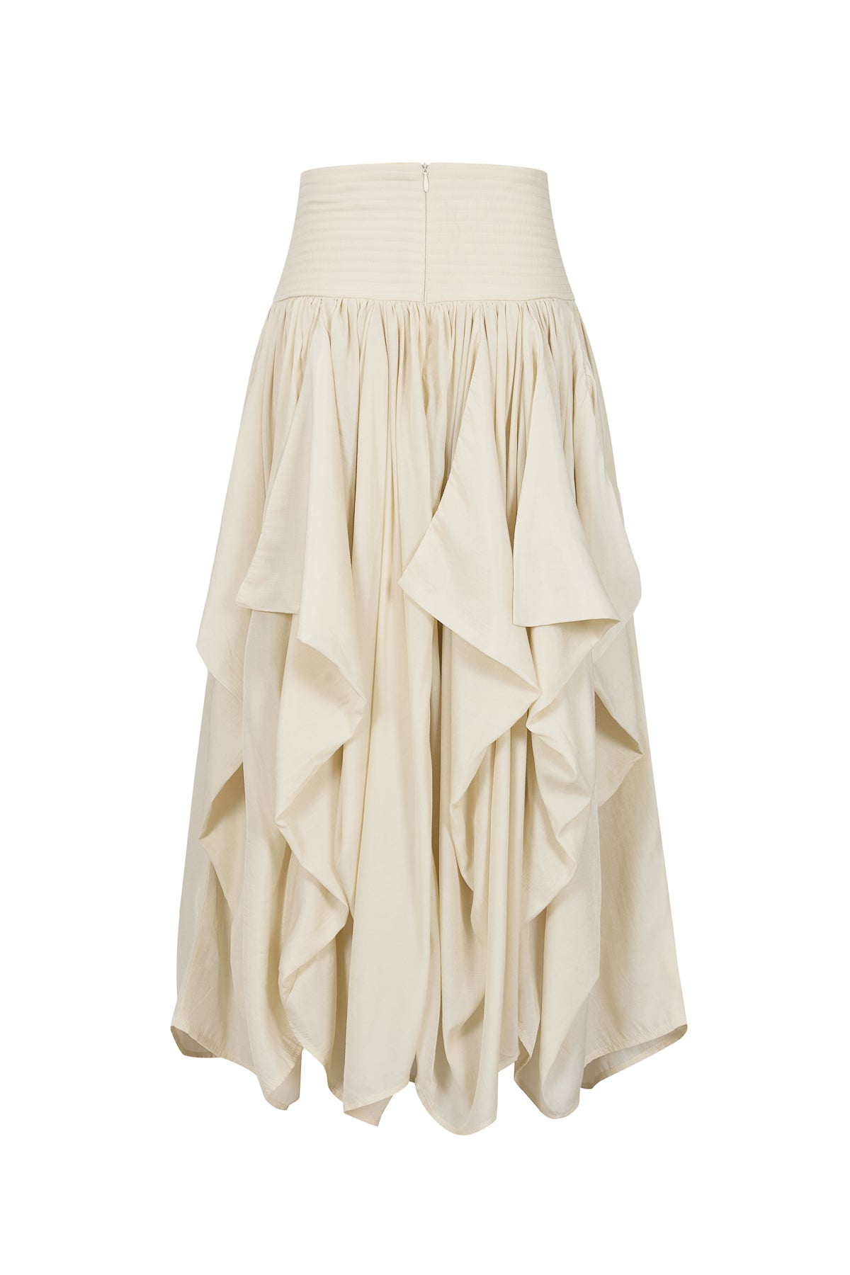 Woven Draped Voluminous Midi Skirt
