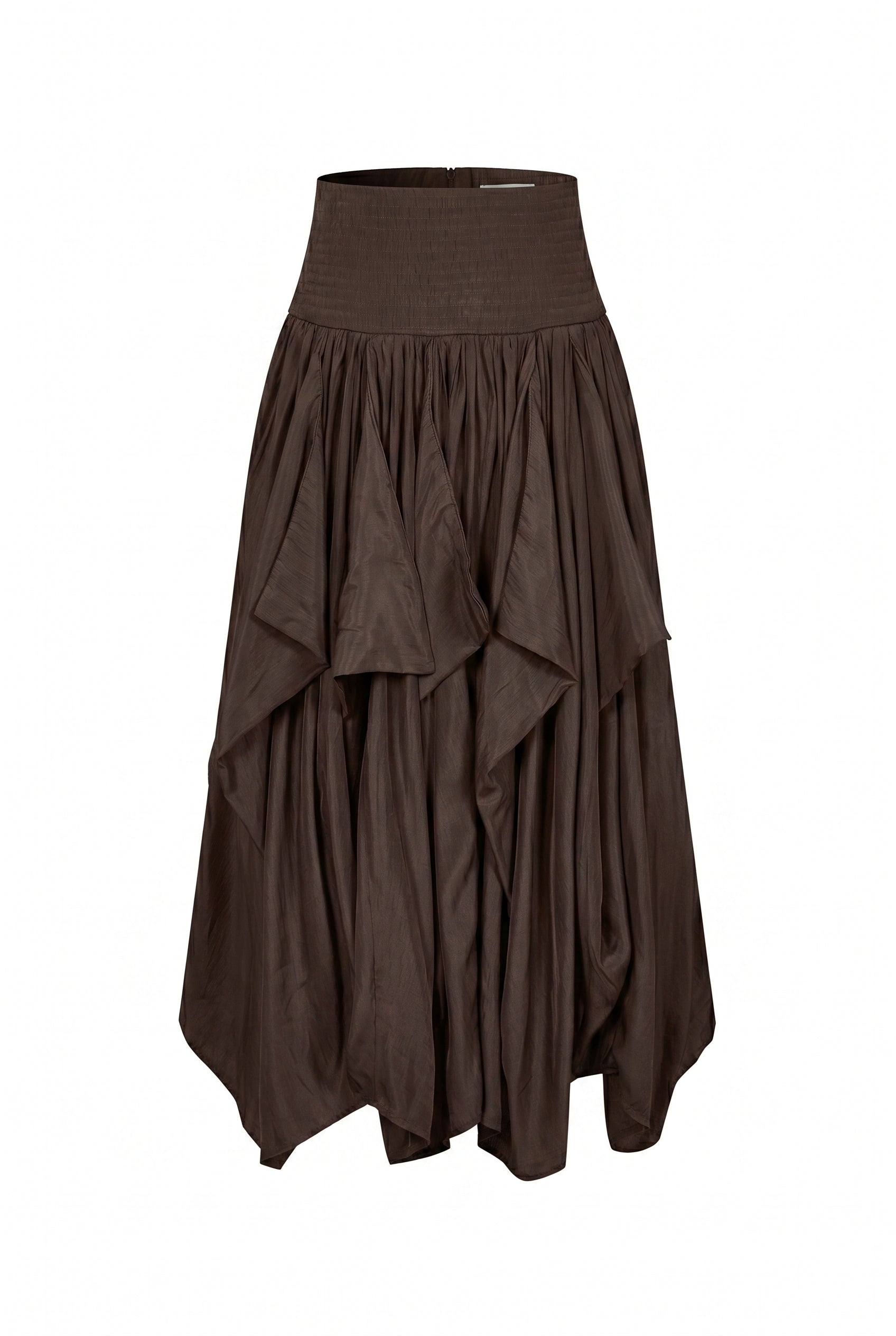 Woven Draped Voluminous Midi Skirt