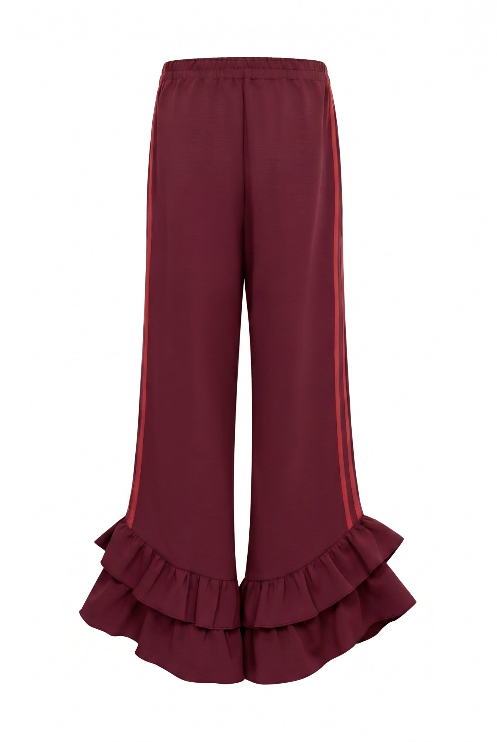 Ruffled Hem Wide Pants