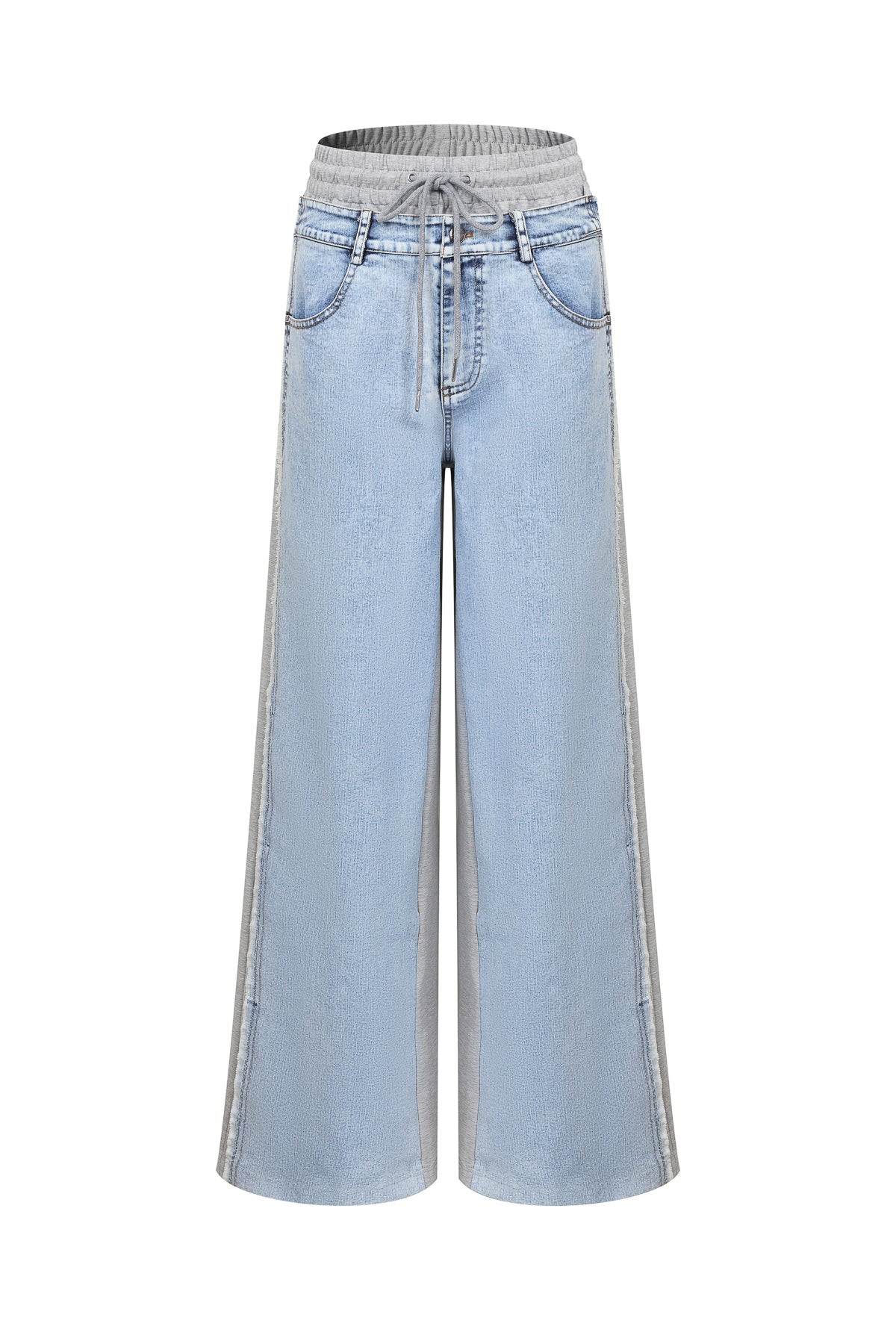 Knit Denim Mix Wide Pants