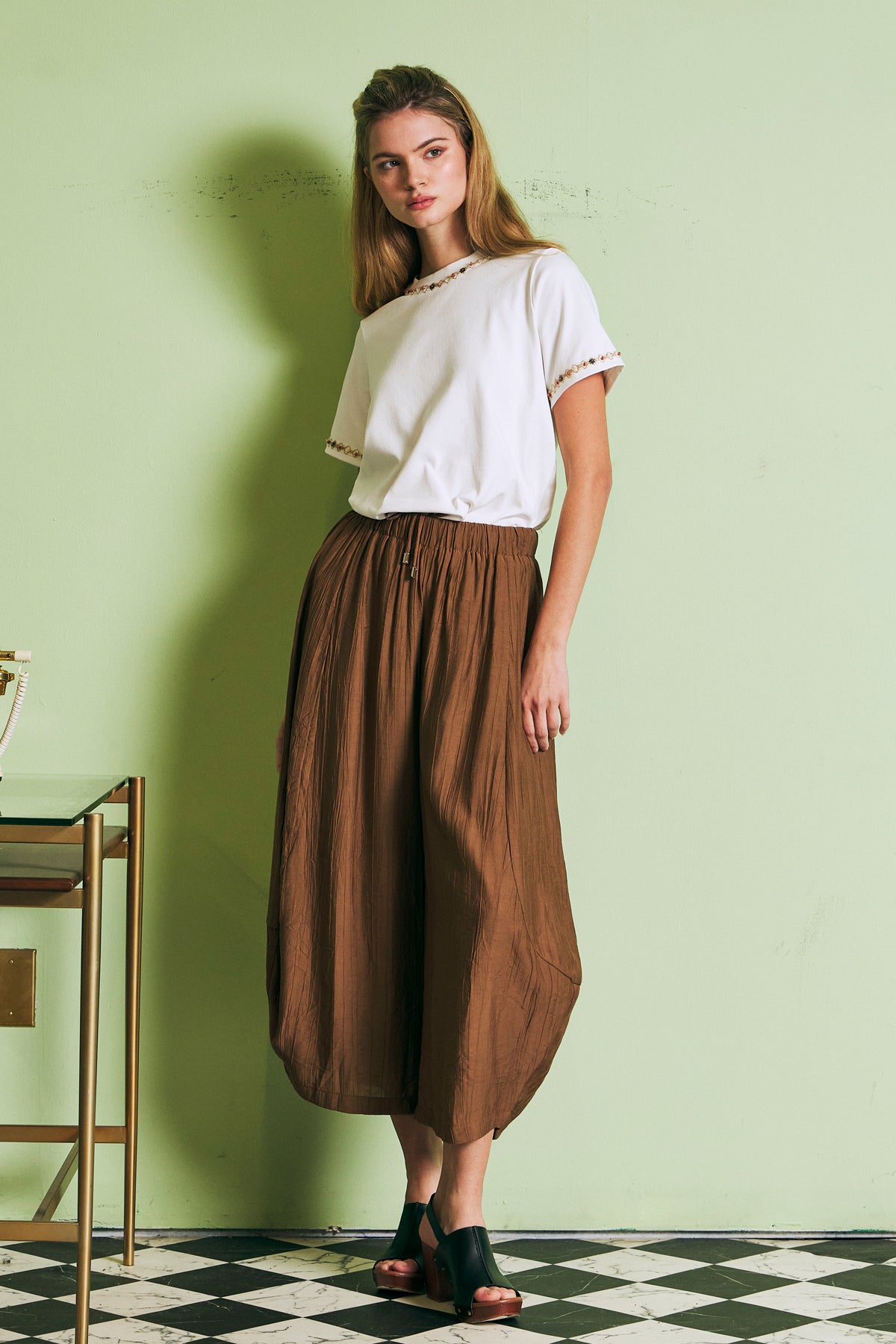 The Ember Volume Woven Crop Pants