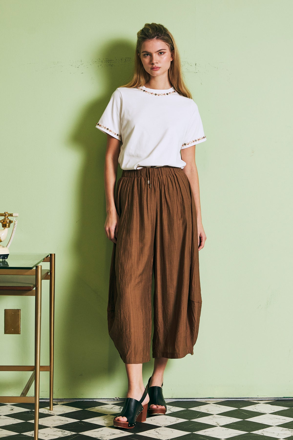 The Ember Volume Woven Crop Pants