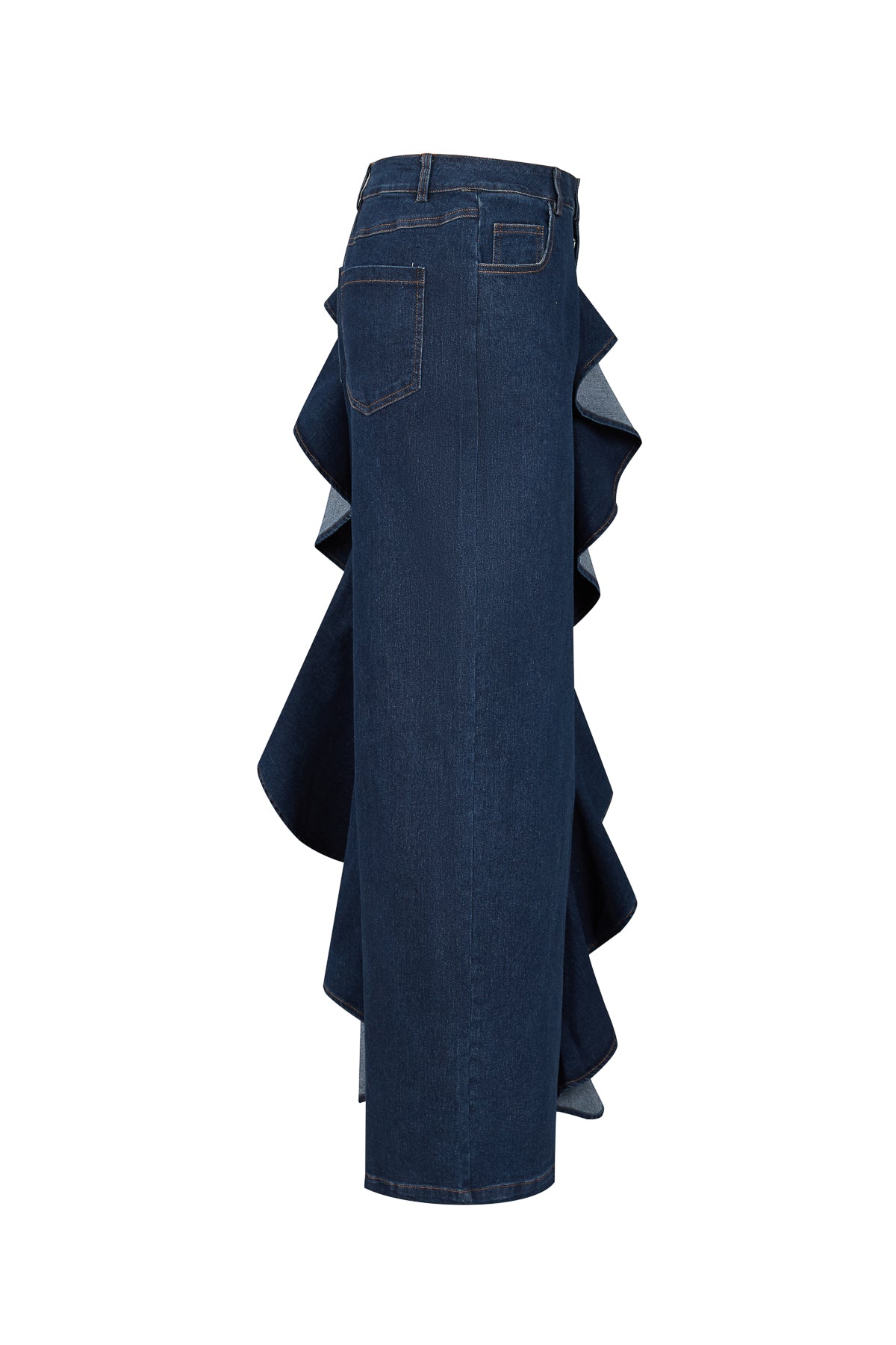 Ruffle Detail Wide Leg Jean