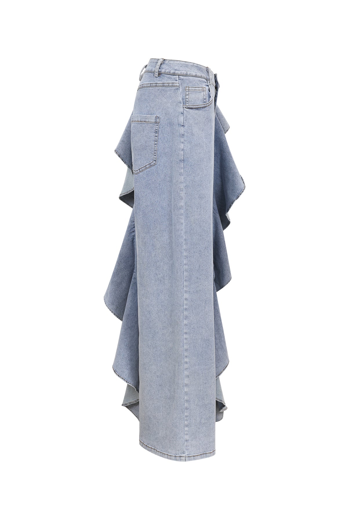 Ruffle Detail Wide Leg Jean