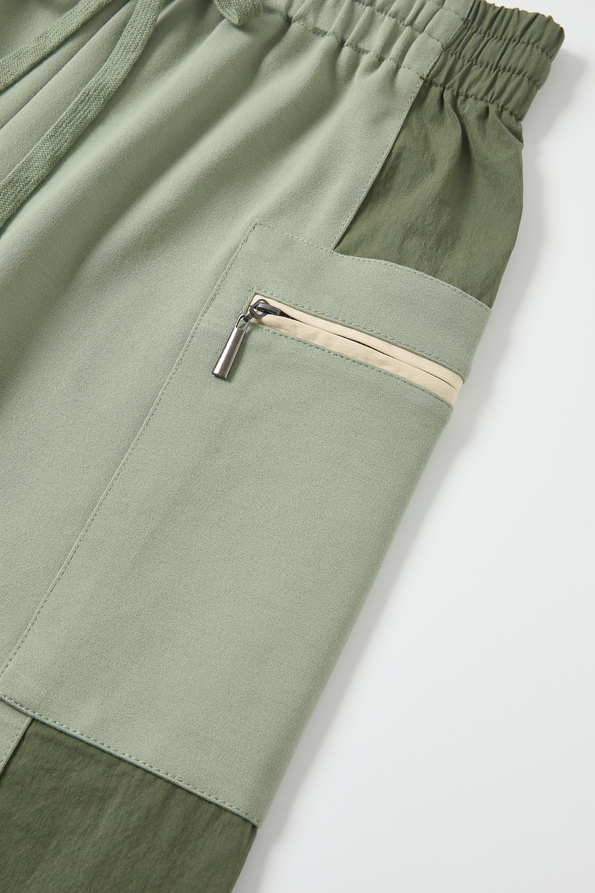 Knit Woven Mix Sporty Sweat Pants