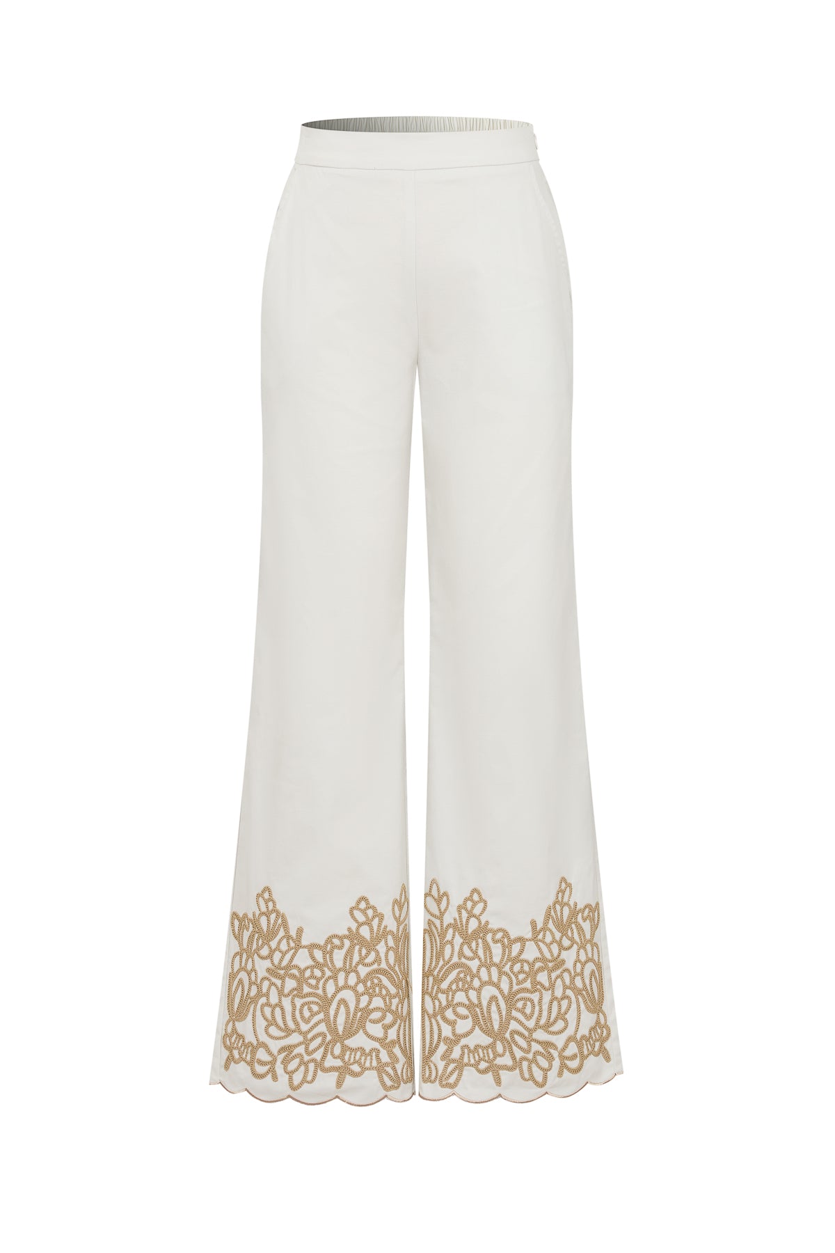 Embroidered Poplin Palazzo