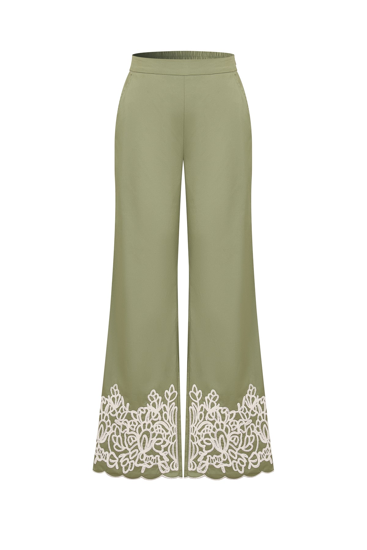 Embroidered Poplin Palazzo