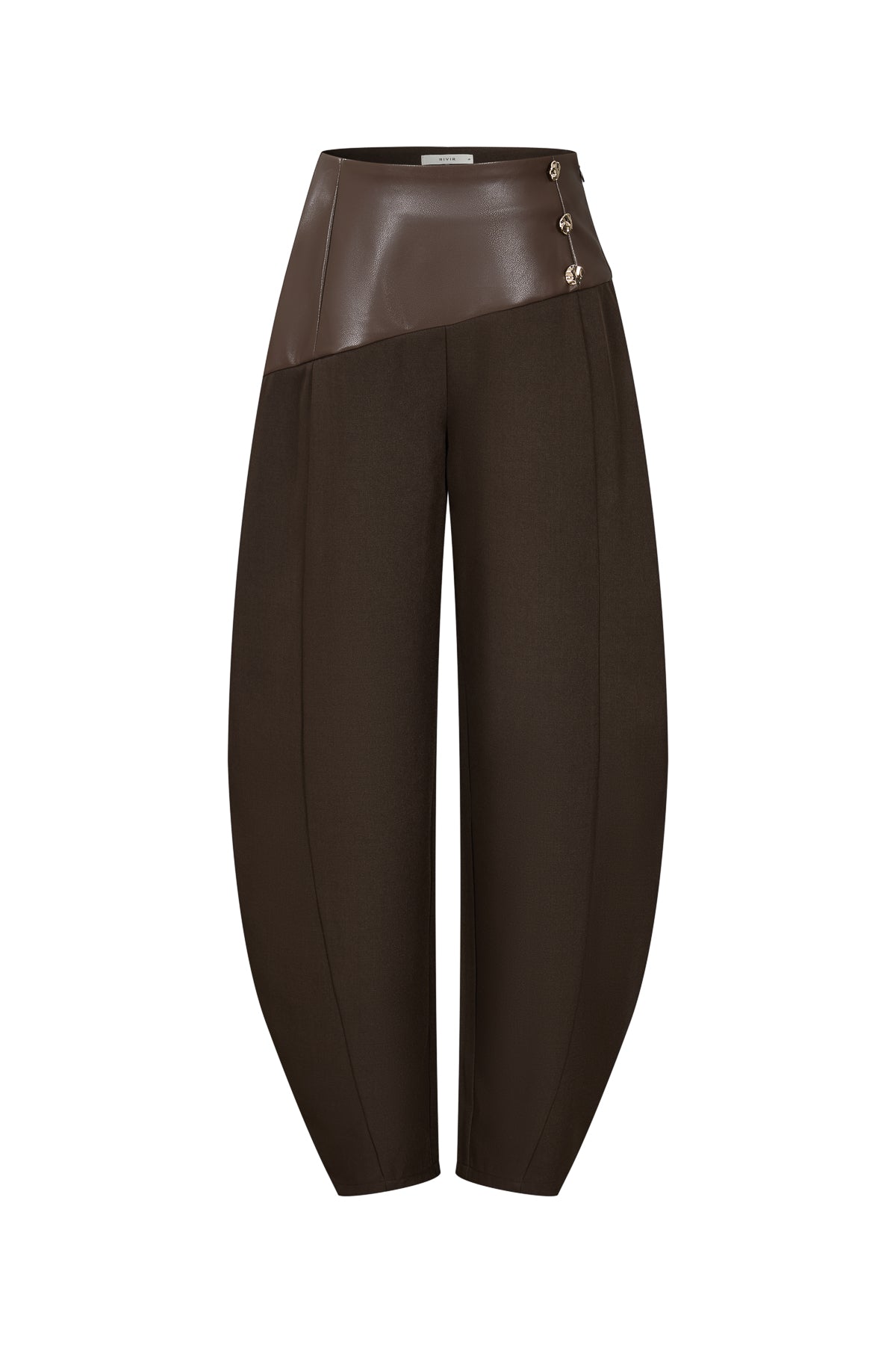 Leather Mix Twill Balloon Pants