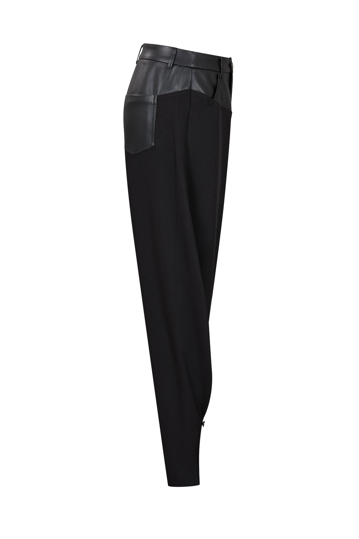 Leather Mix Barrel Pants