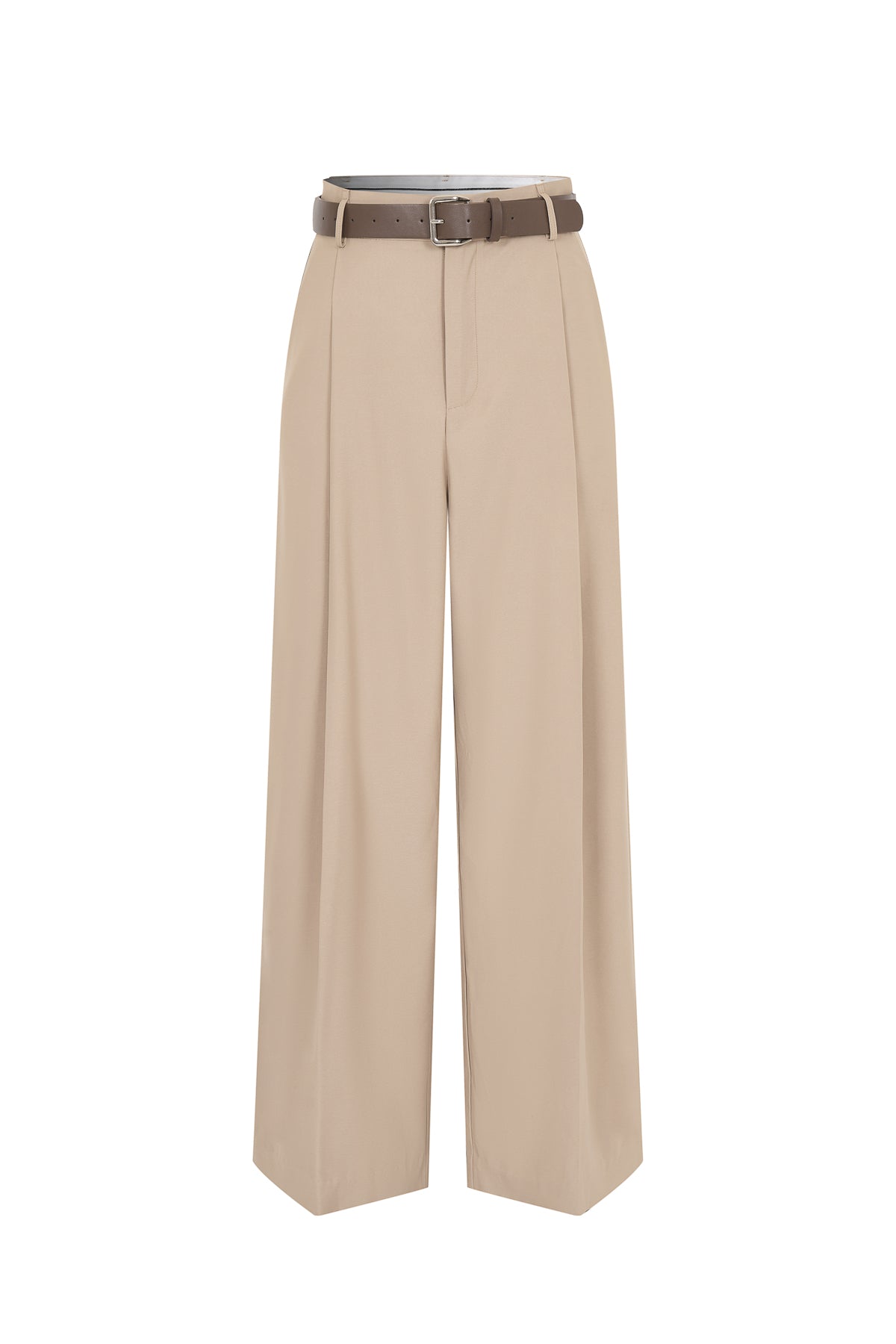 Belted Twill Loose Pants