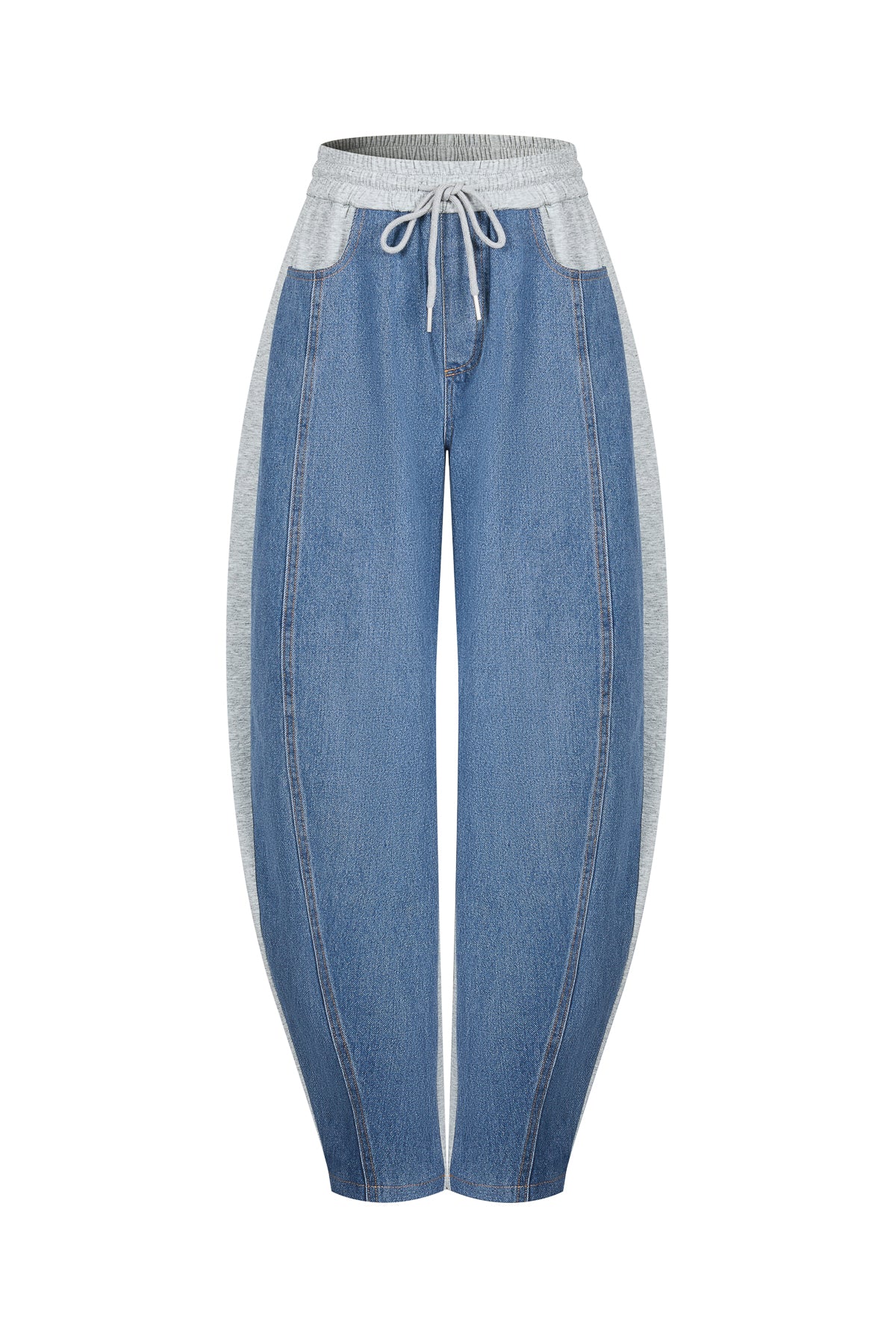 Mix Media Barrel Pants