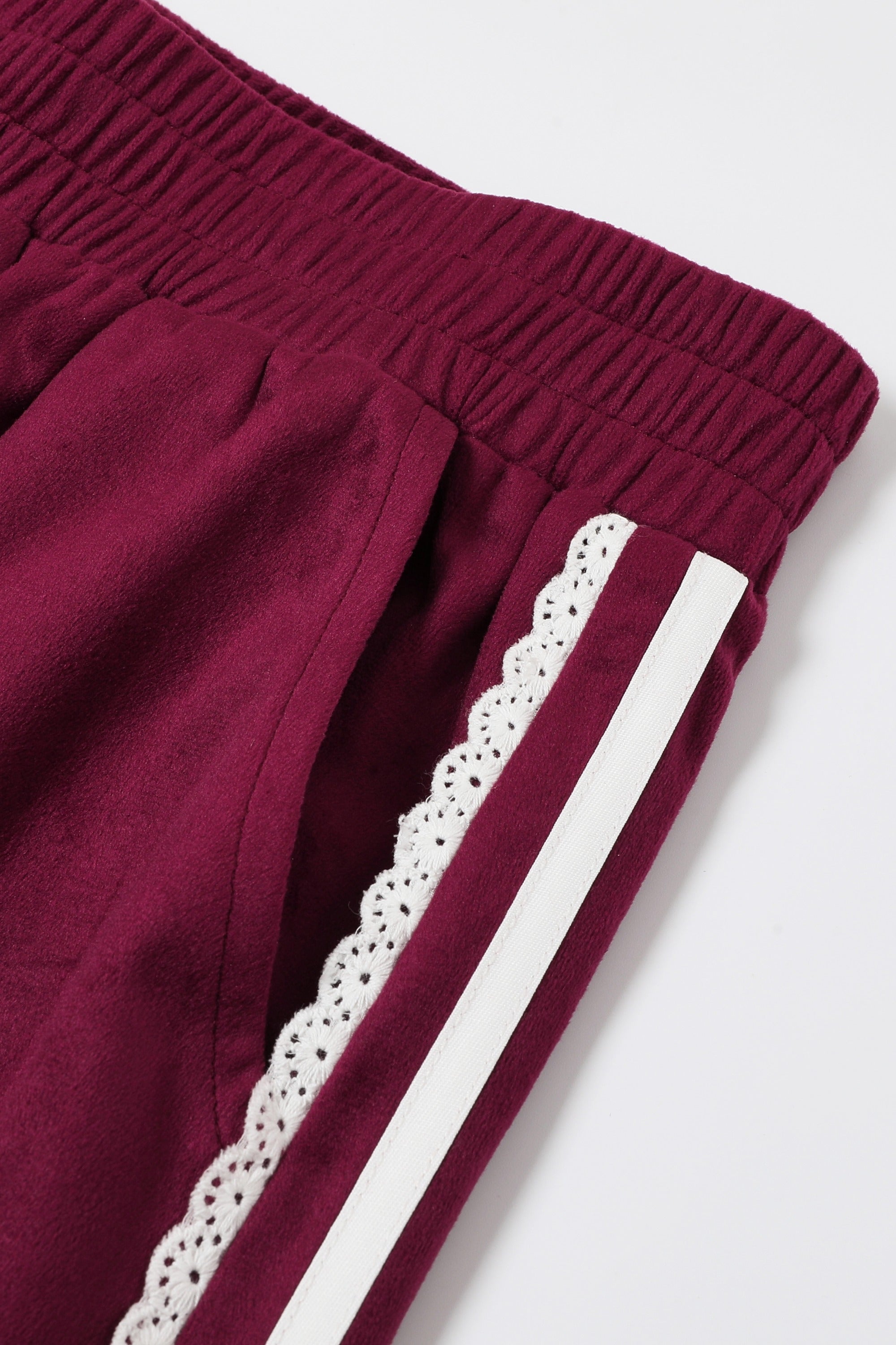 Velvet Vignette Lace Pants With Side Stripe
