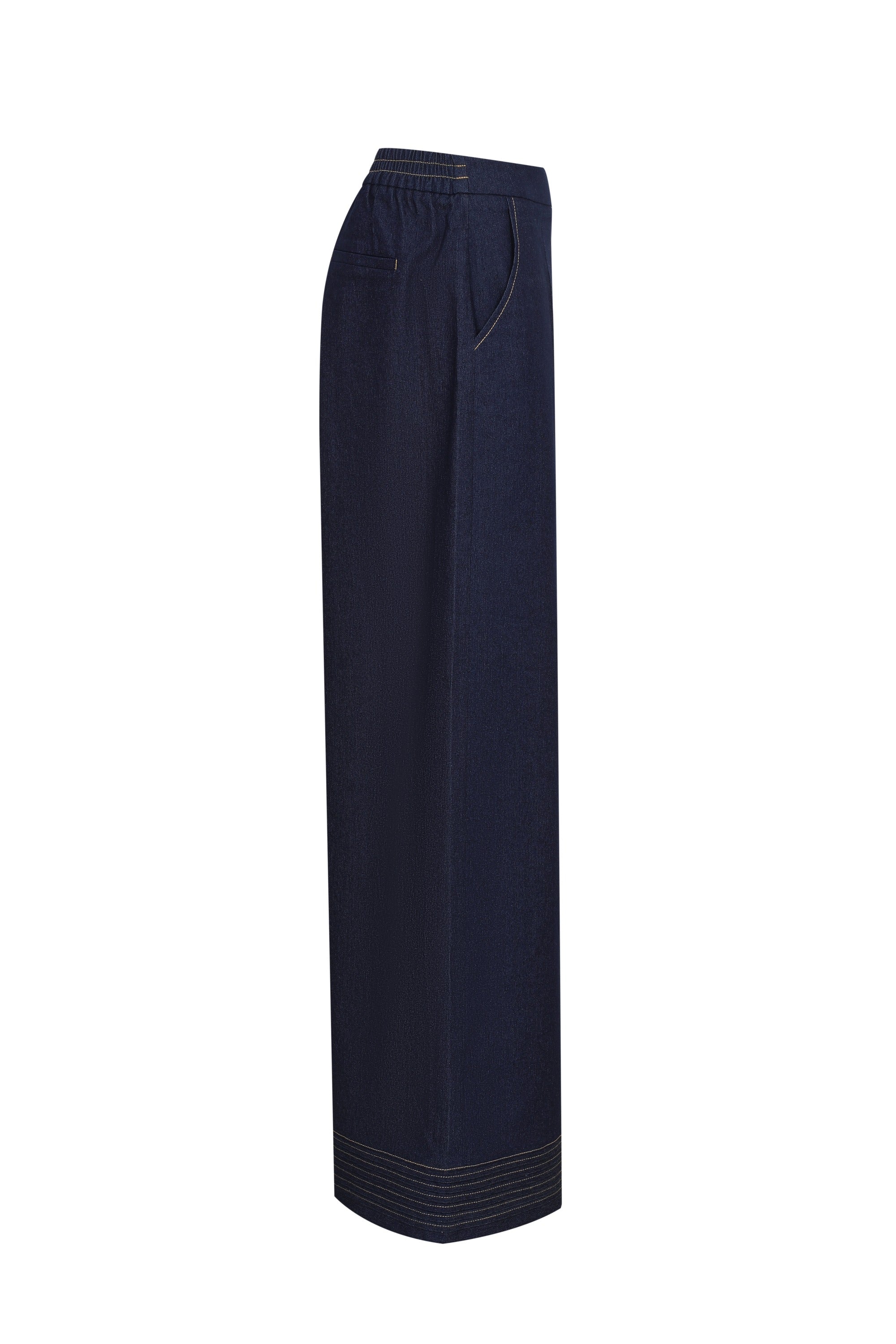 Architect Pintuck Wide Leg Denim Pants
