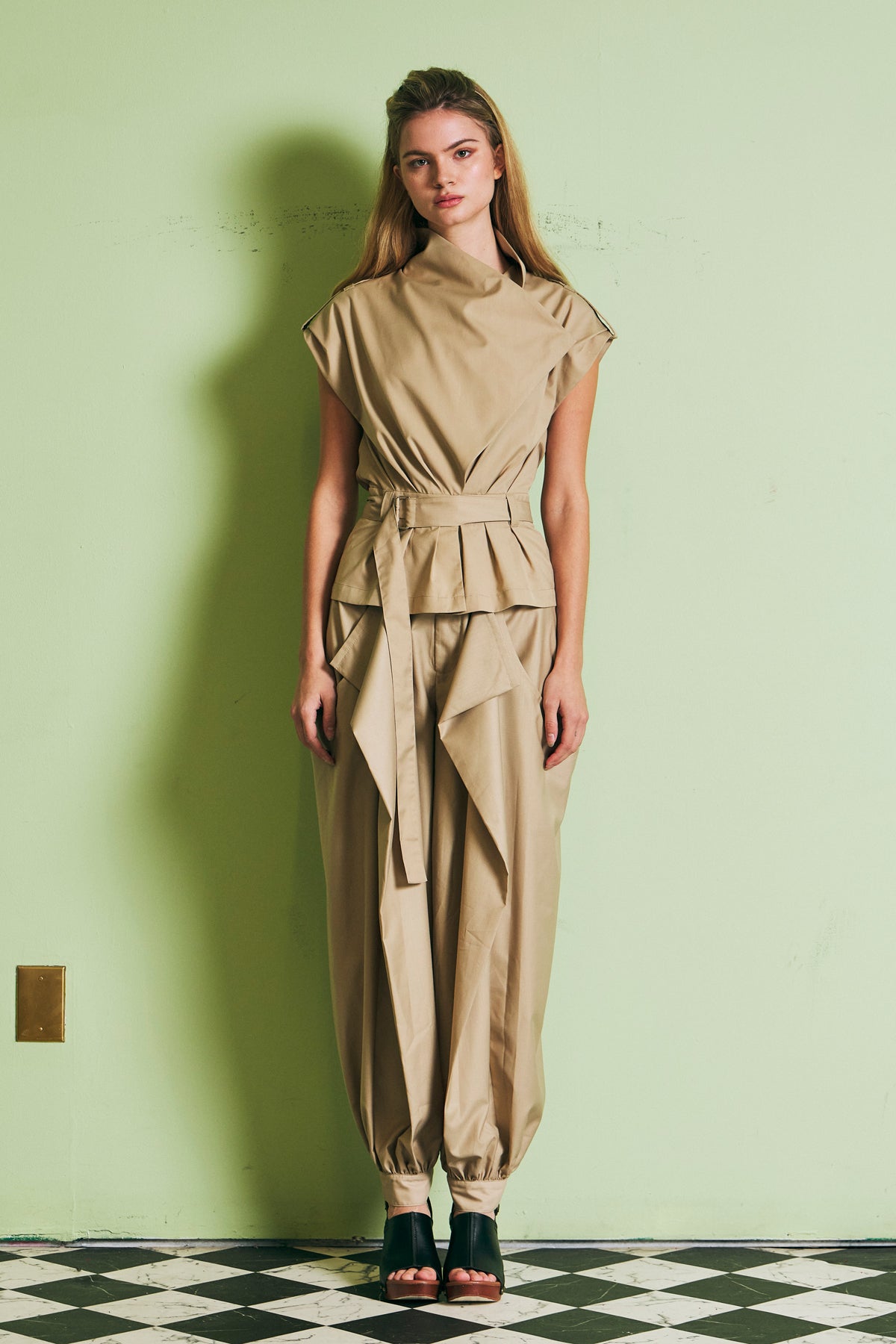 Woven Safari Draped Balloon Pants