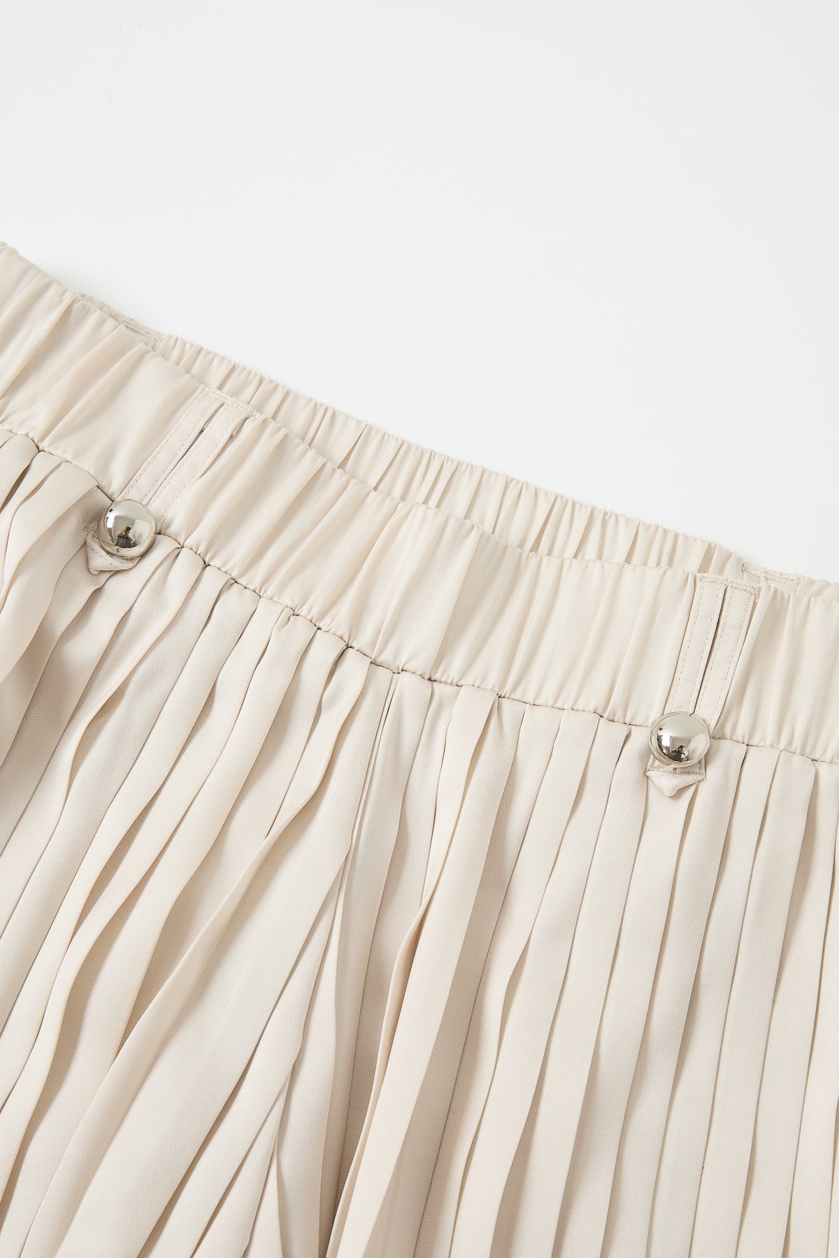 Pleated Wide Leg Pants With Knit Waist Band