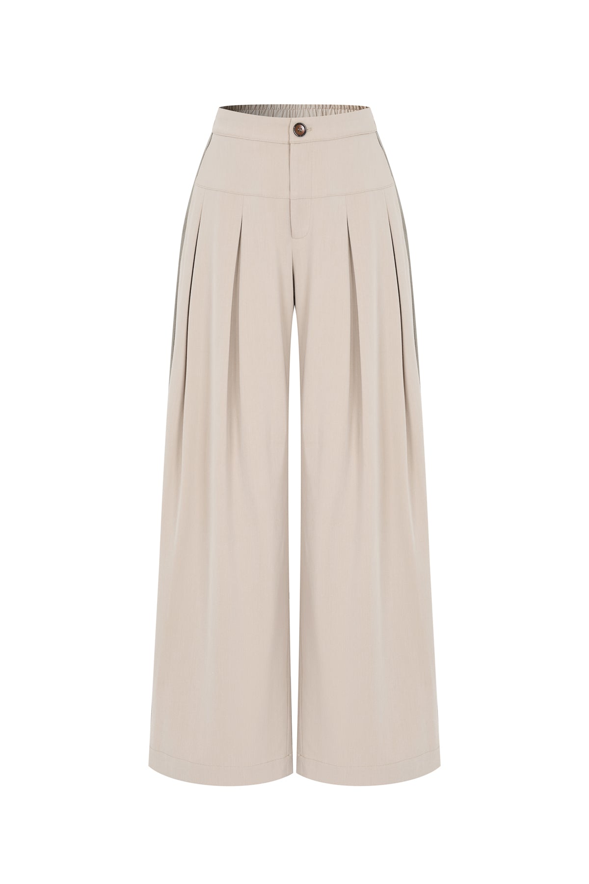 Woven Pleated Pants with Side Stripe