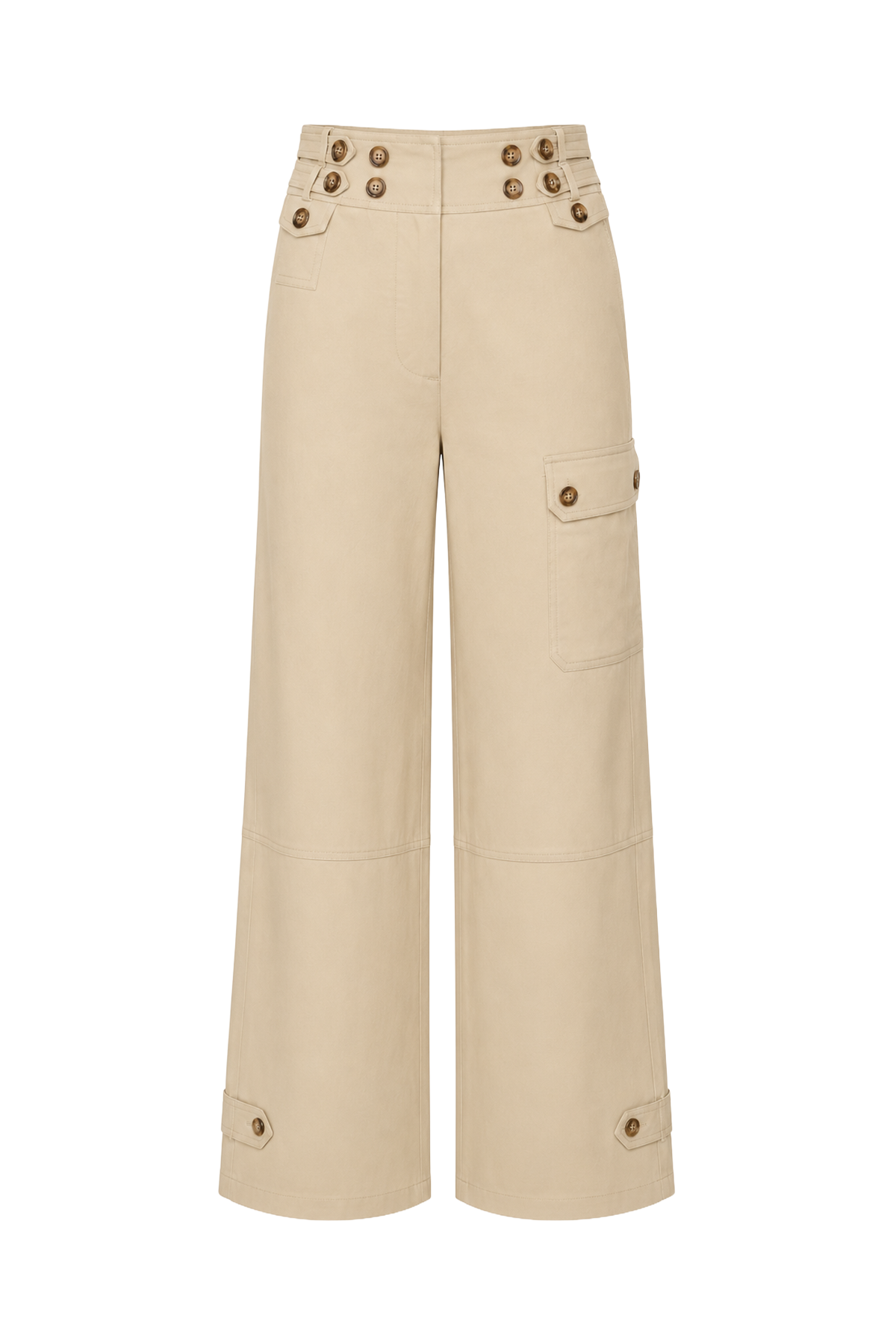 Noa Woven Cargo Wide Leg Pants With Adjustable Cuffs