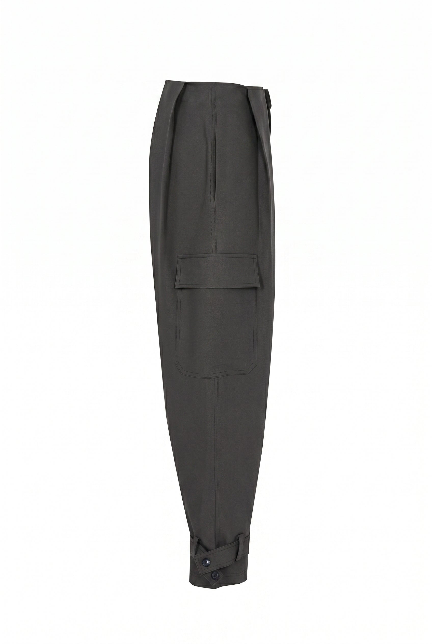 Gaelle Pleated Woven Pants with Adjustable Hem