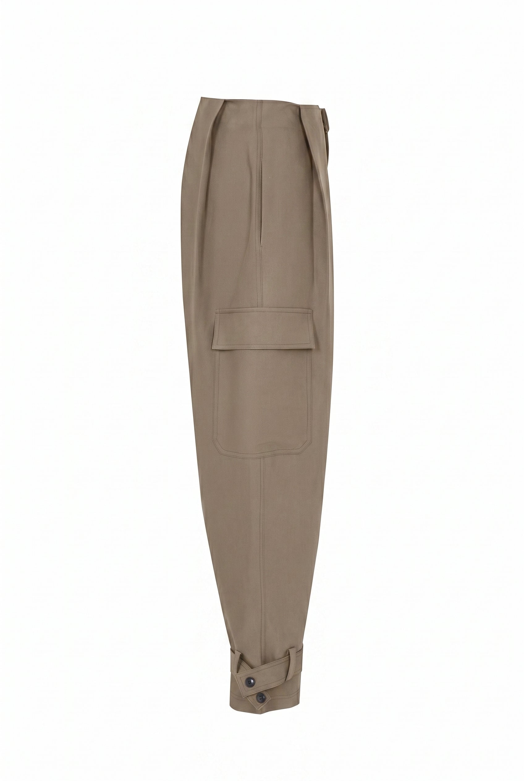 Gaelle Pleated Woven Pants with Adjustable Hem