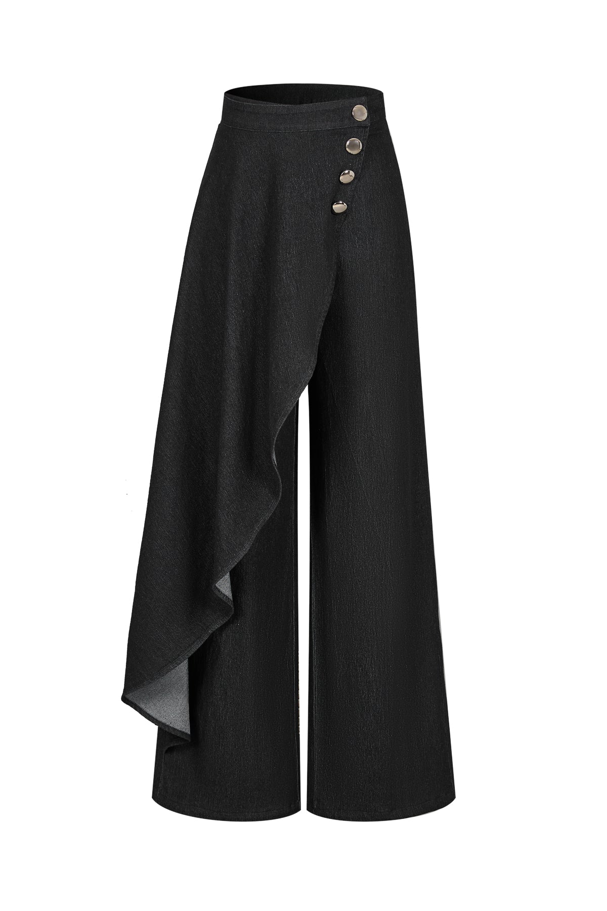 Nathalie Denim Overlay Pants With Button Accents