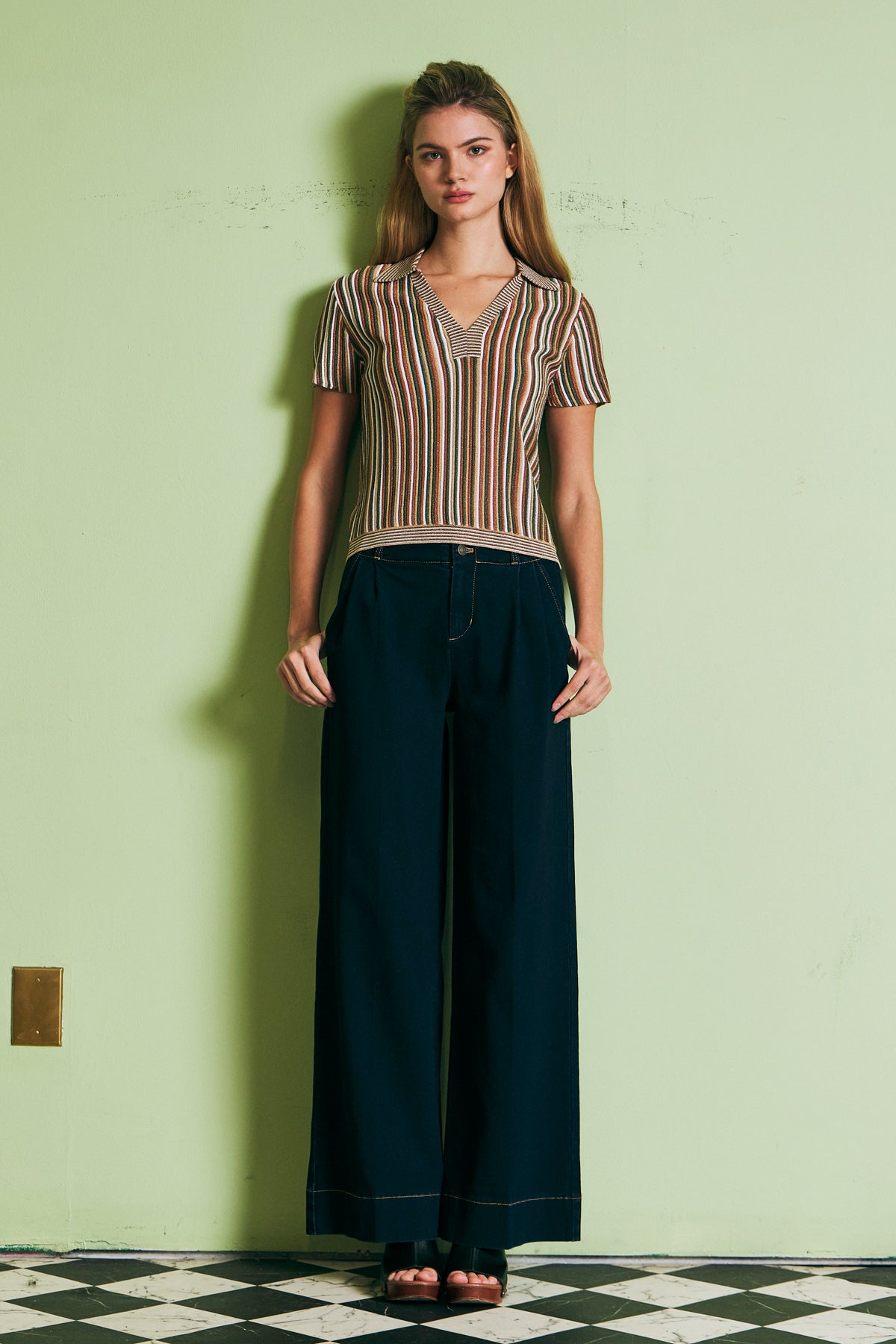 The Regent Tailored Denim Wide Leg Pants