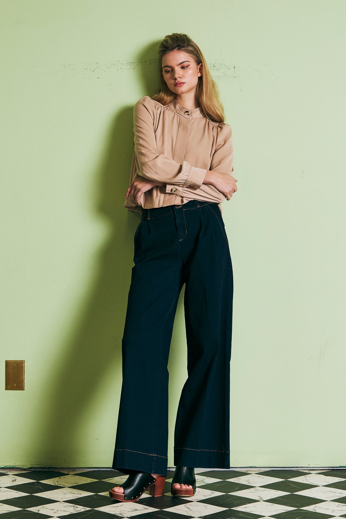 The Regent Tailored Denim Wide Leg Pants