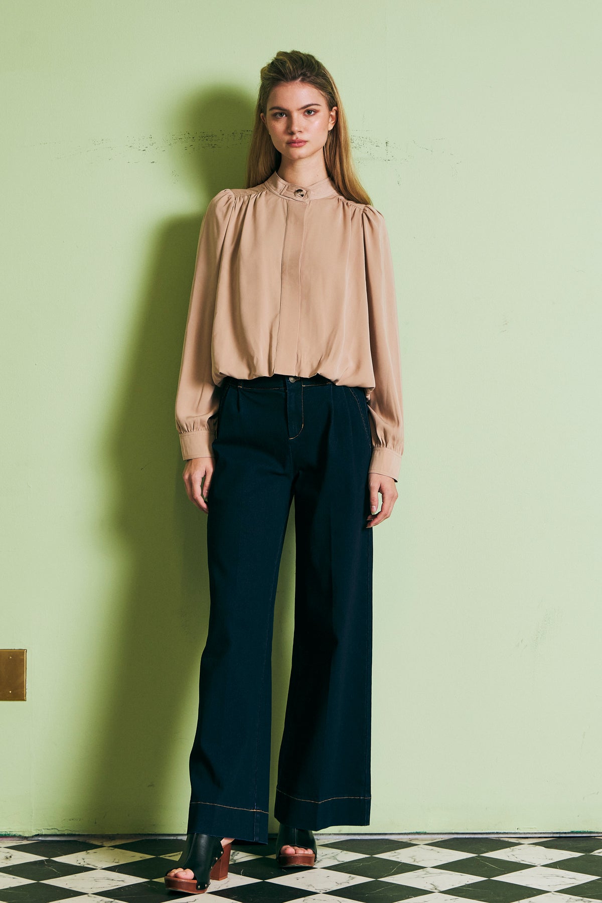 The Regent Tailored Denim Wide Leg Pants
