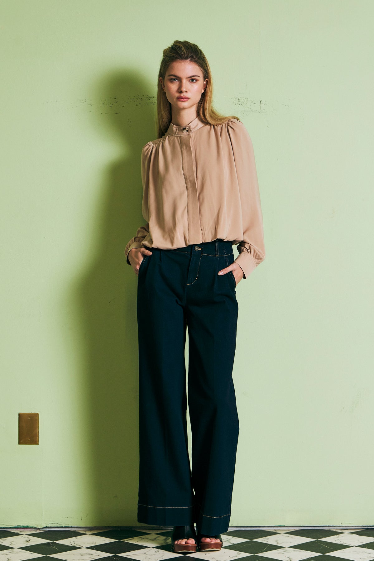 The Regent Tailored Denim Wide Leg Pants