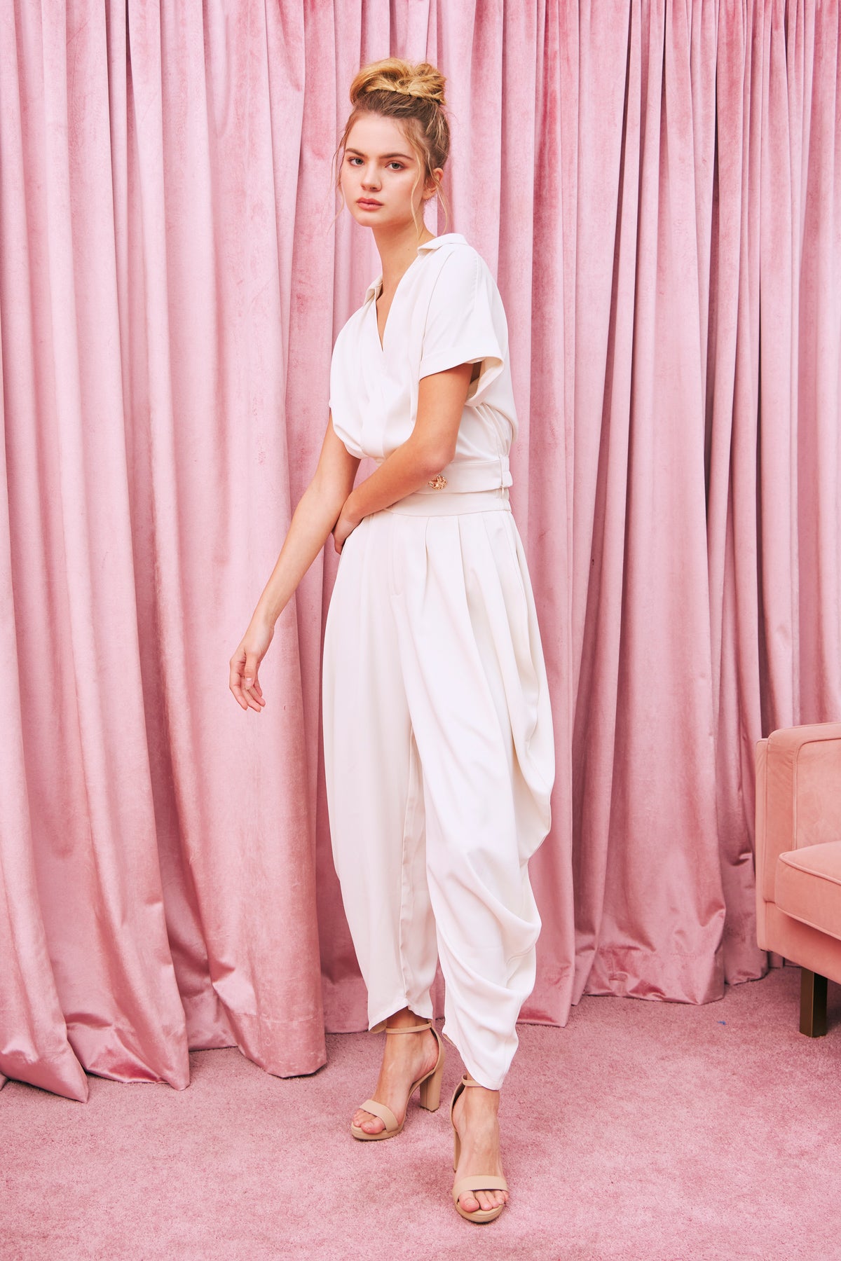 The Drape Ruched Solid Pants