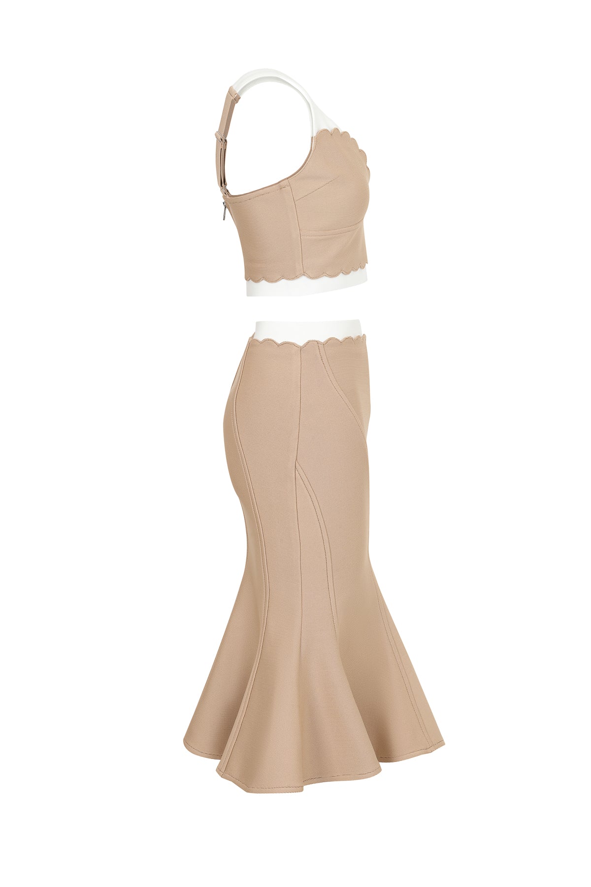 Scallop Detail Two Tone Skirt Set