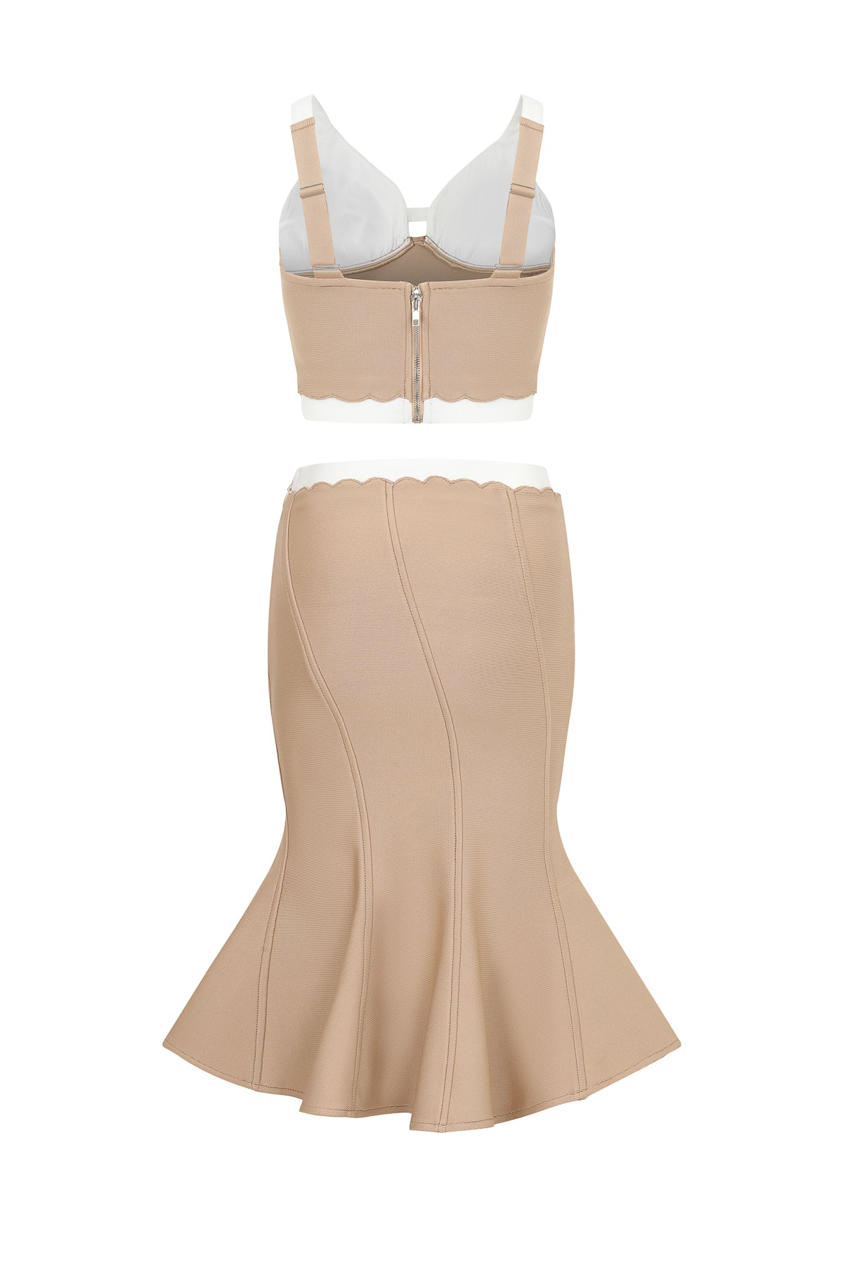 Scallop Detail Two Tone Skirt Set