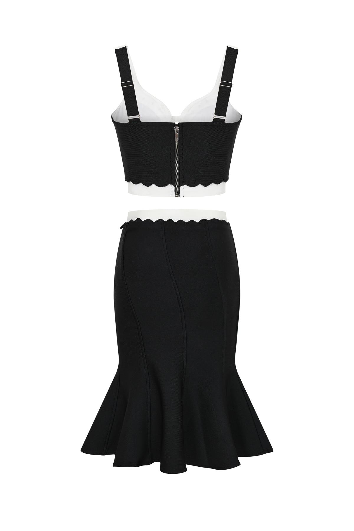 Scallop Detail Two Tone Skirt Set