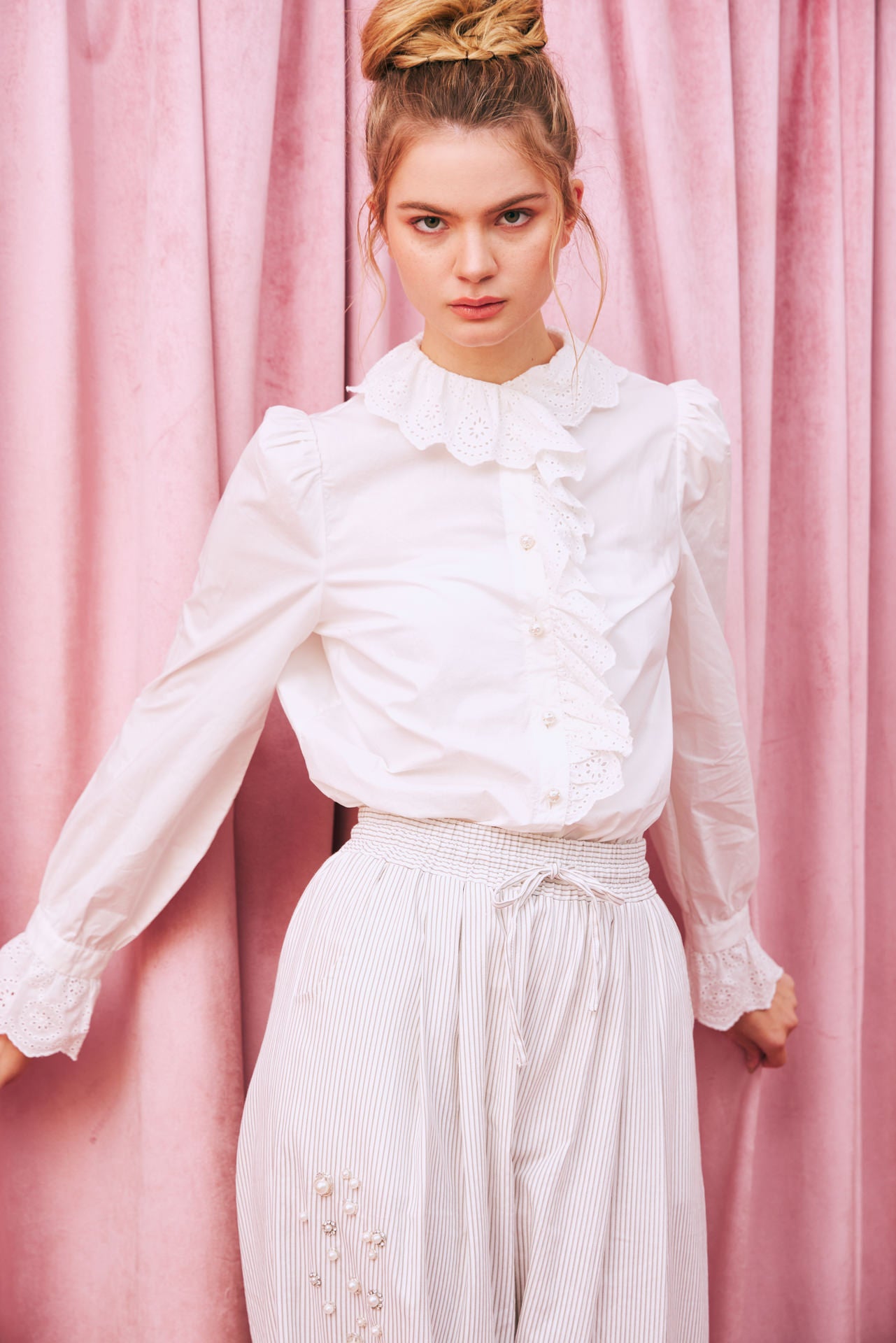 Refined Lace Ruffle Shirt