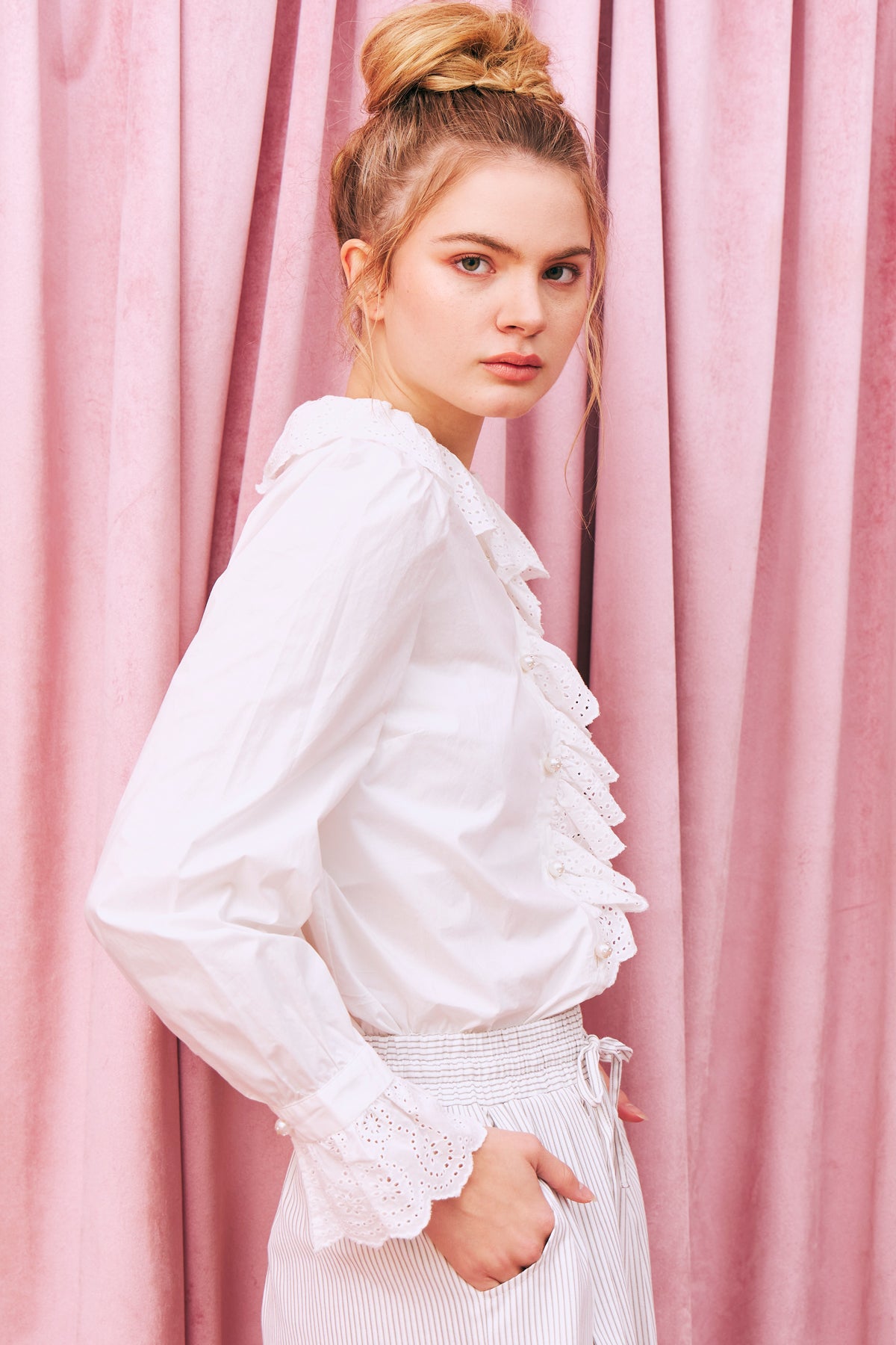 Refined Lace Ruffle Shirt