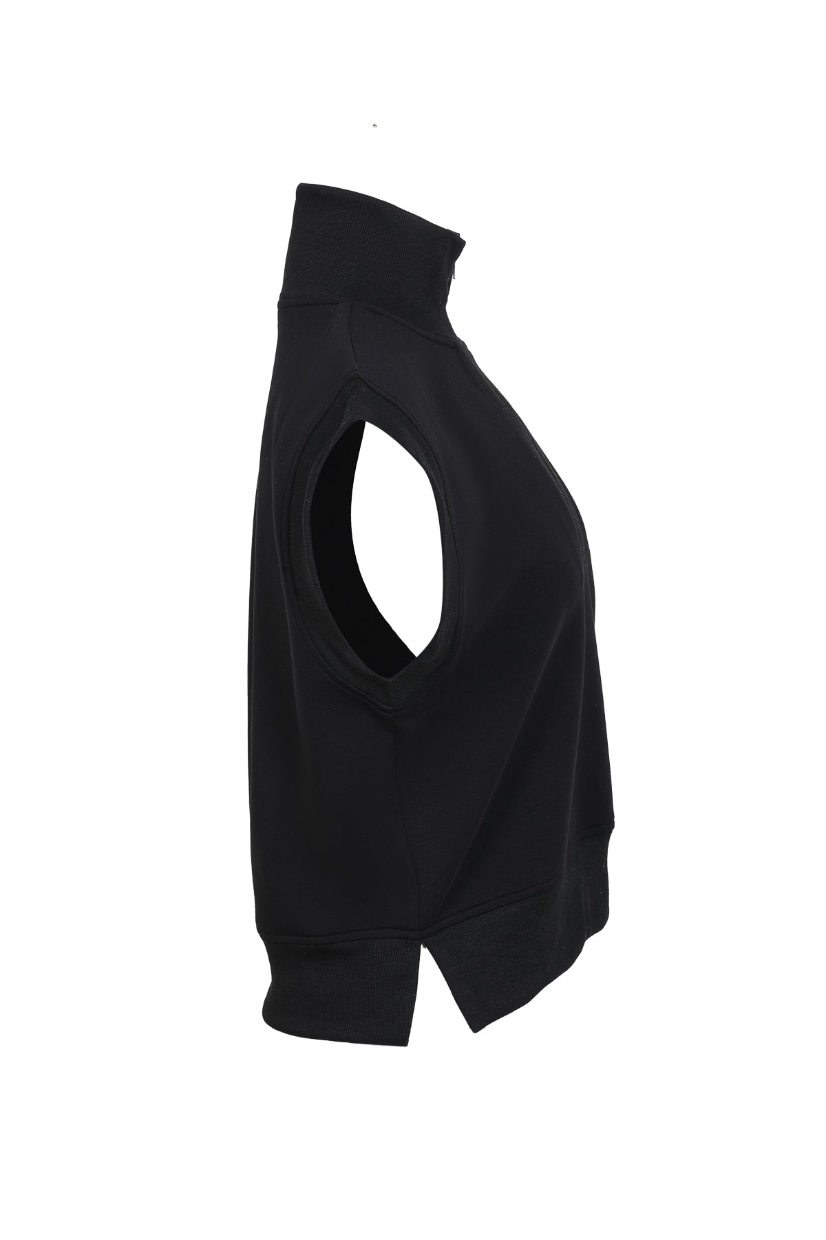 Apex Zip sleeveless Knit Top With Rib Detail