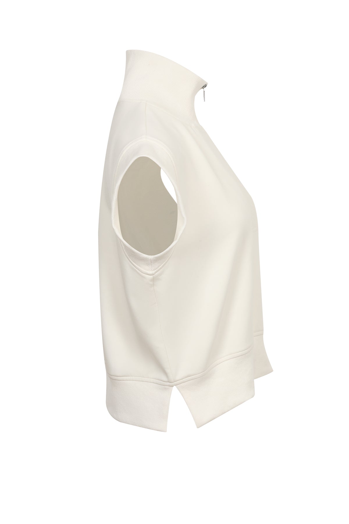 Apex Zip sleeveless Knit Top With Rib Detail