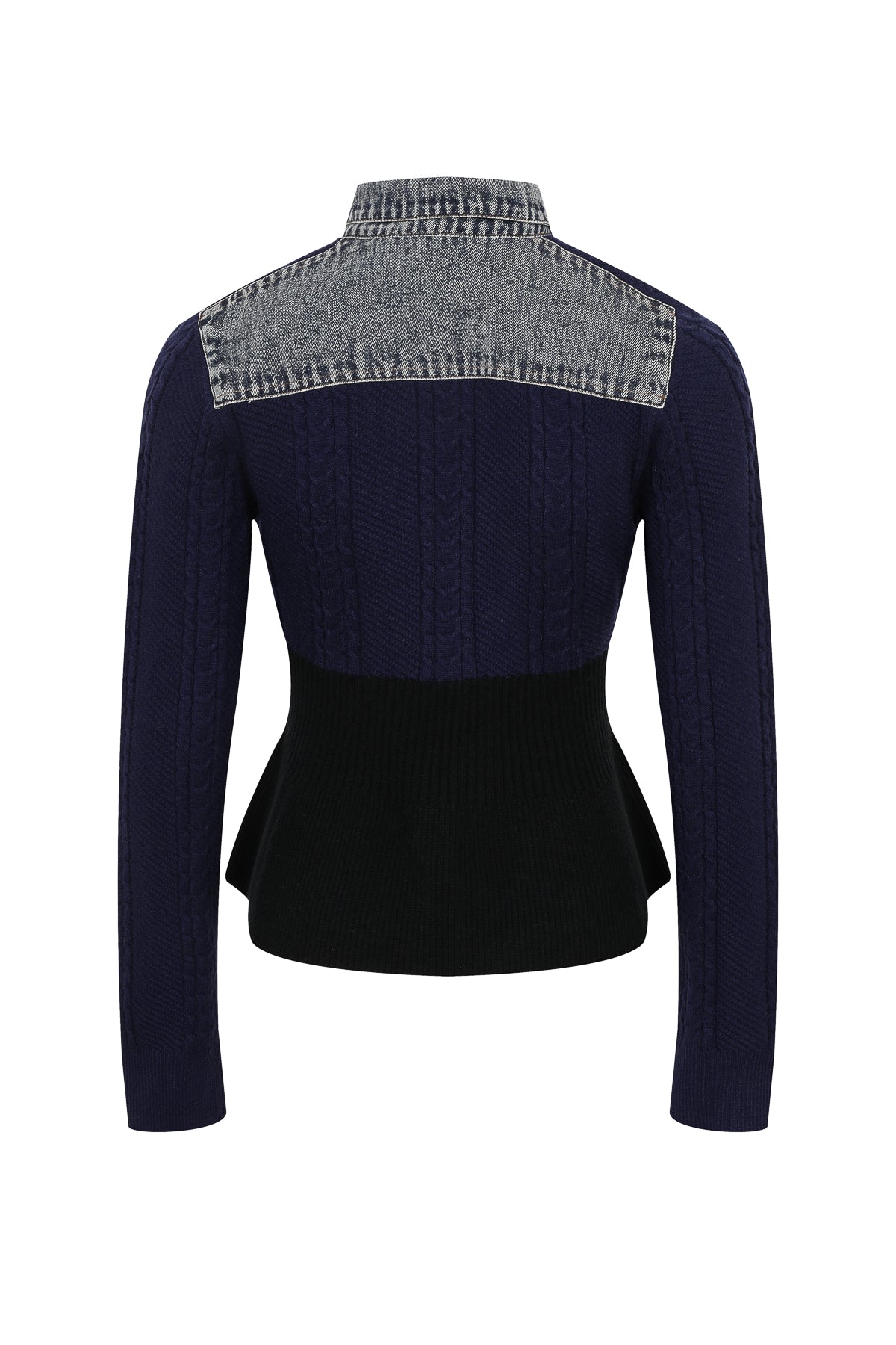 Cable Knit Denim Mix Top