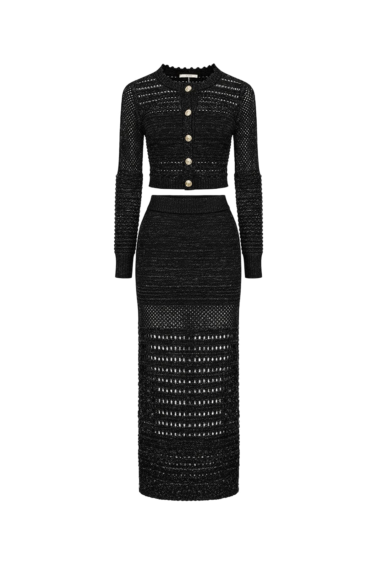Crochet Lurex Knit Cardigan