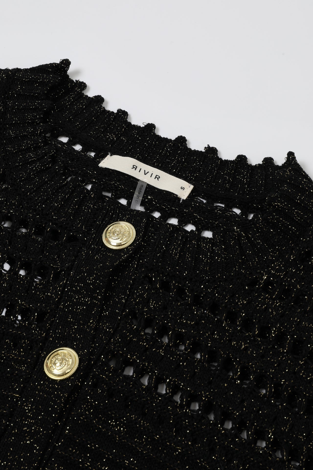 Crochet Lurex Knit Cardigan