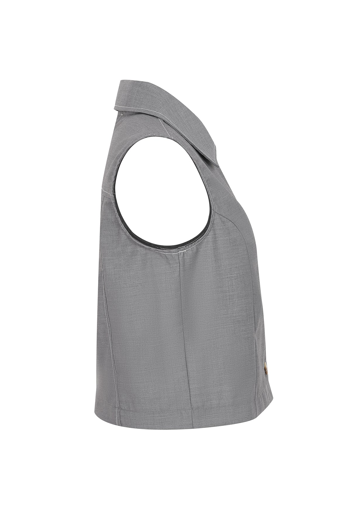 The Isometric Collared Woven Sleeveless Top Contrast Stitch