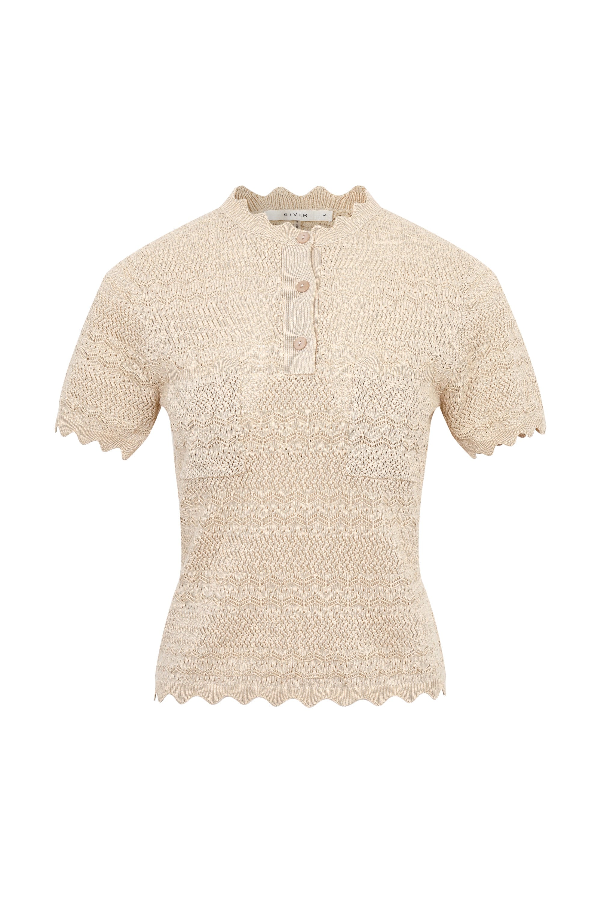 Pointelle Knit Short Sleeve Top