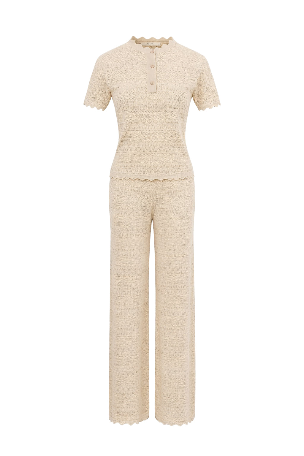 Élégie Pointelle Knit Short Sleee Top
