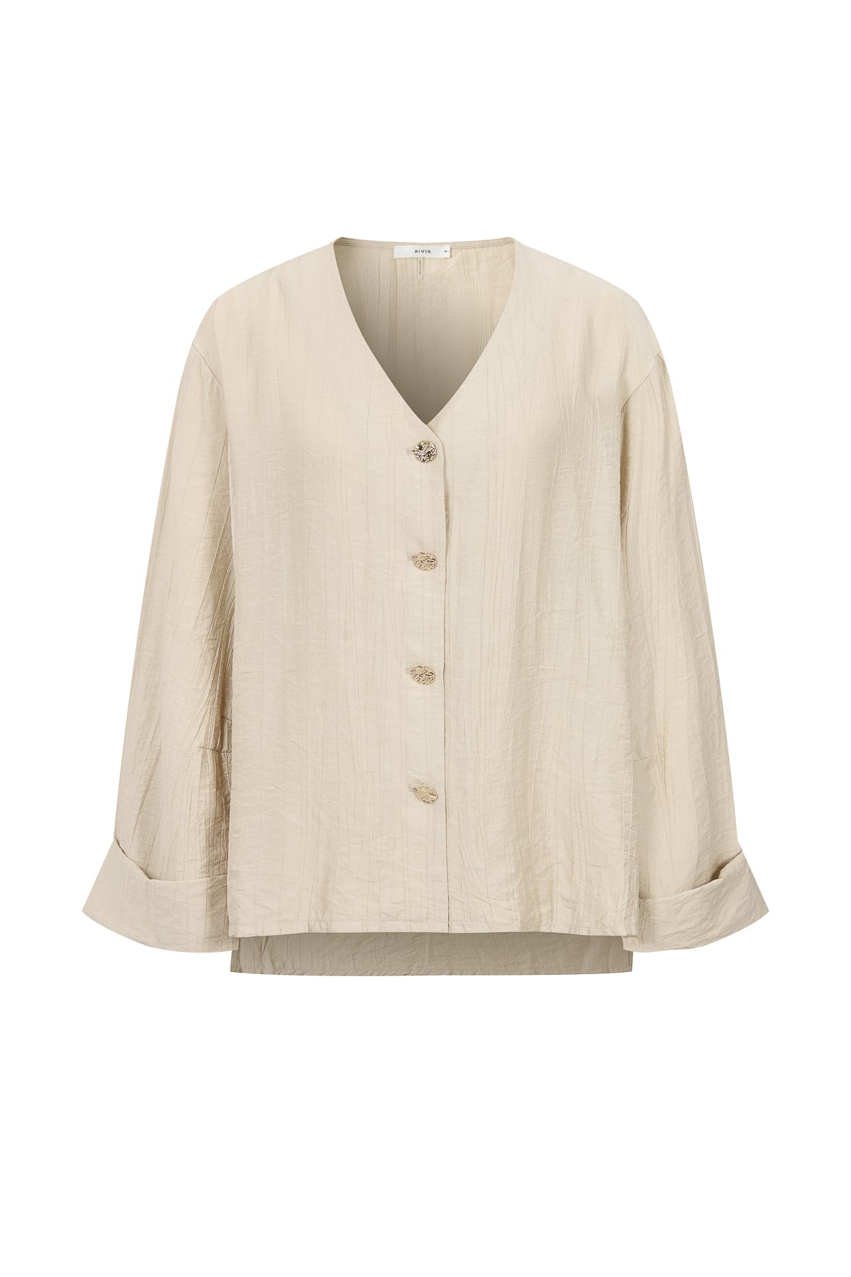 The Ember V-Neck Woven Long Sleeve Top