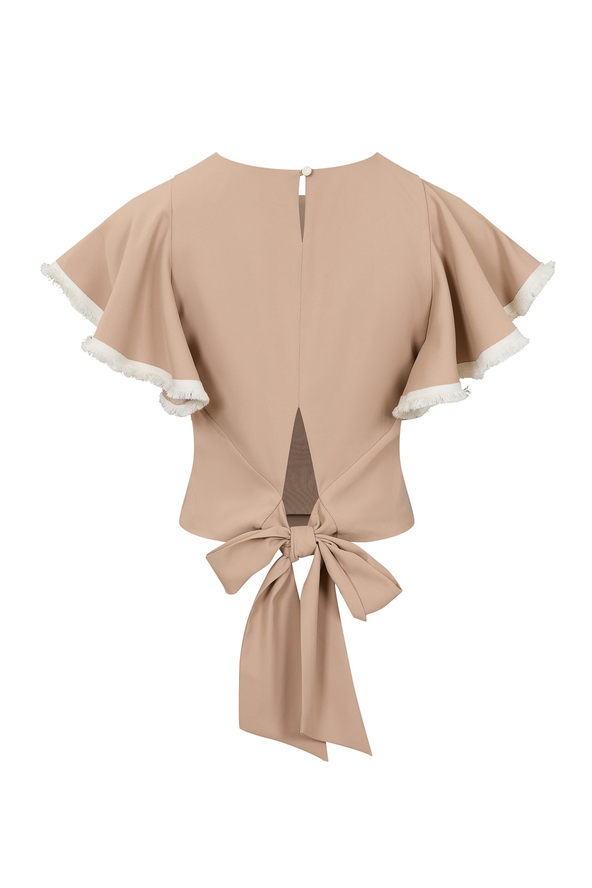 Woven Short Sleeve Top with Ruffle Detail