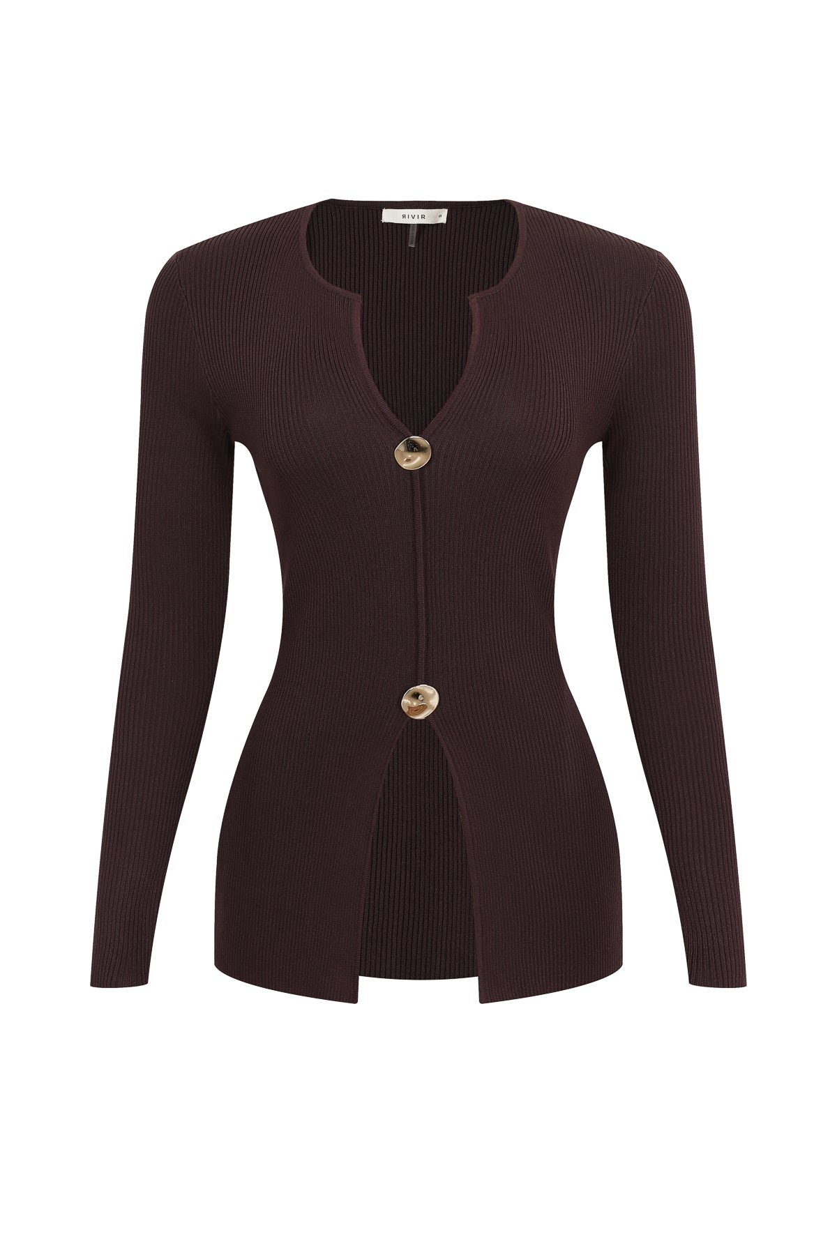 Velare Knit Long Sleeve Top With Unique Buttons