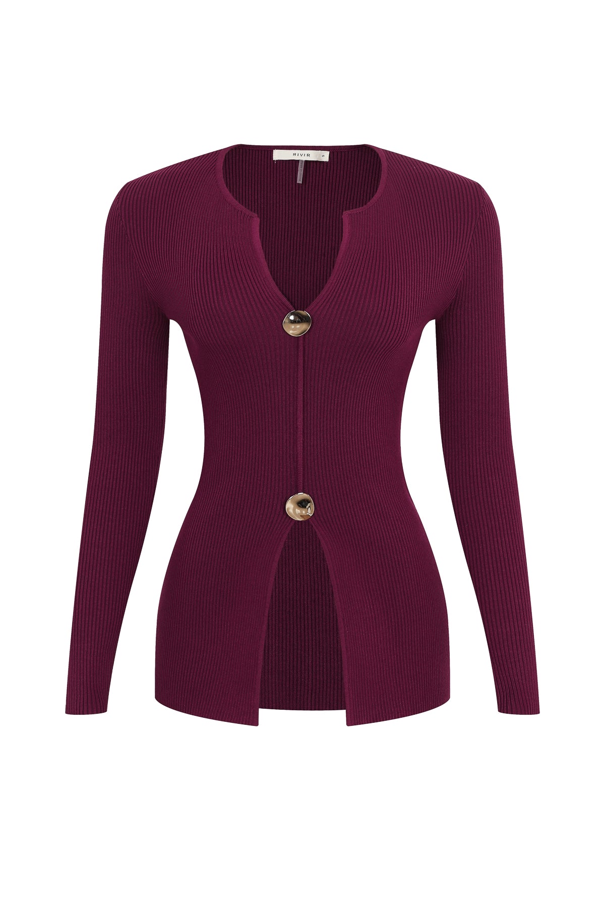 Velare Knit Long Sleeve Top With Unique Buttons